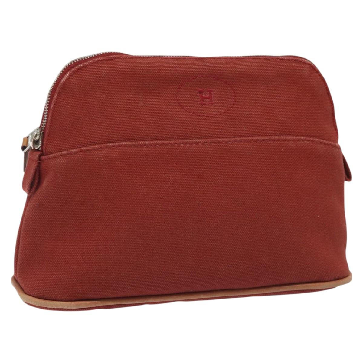 HERMES Bolide PM Pouch Canvas Red Auth am7641