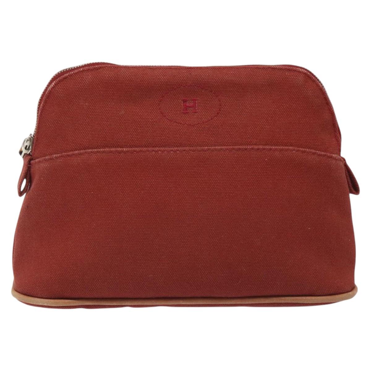 HERMES Bolide PM Pouch Canvas Red Auth am7641