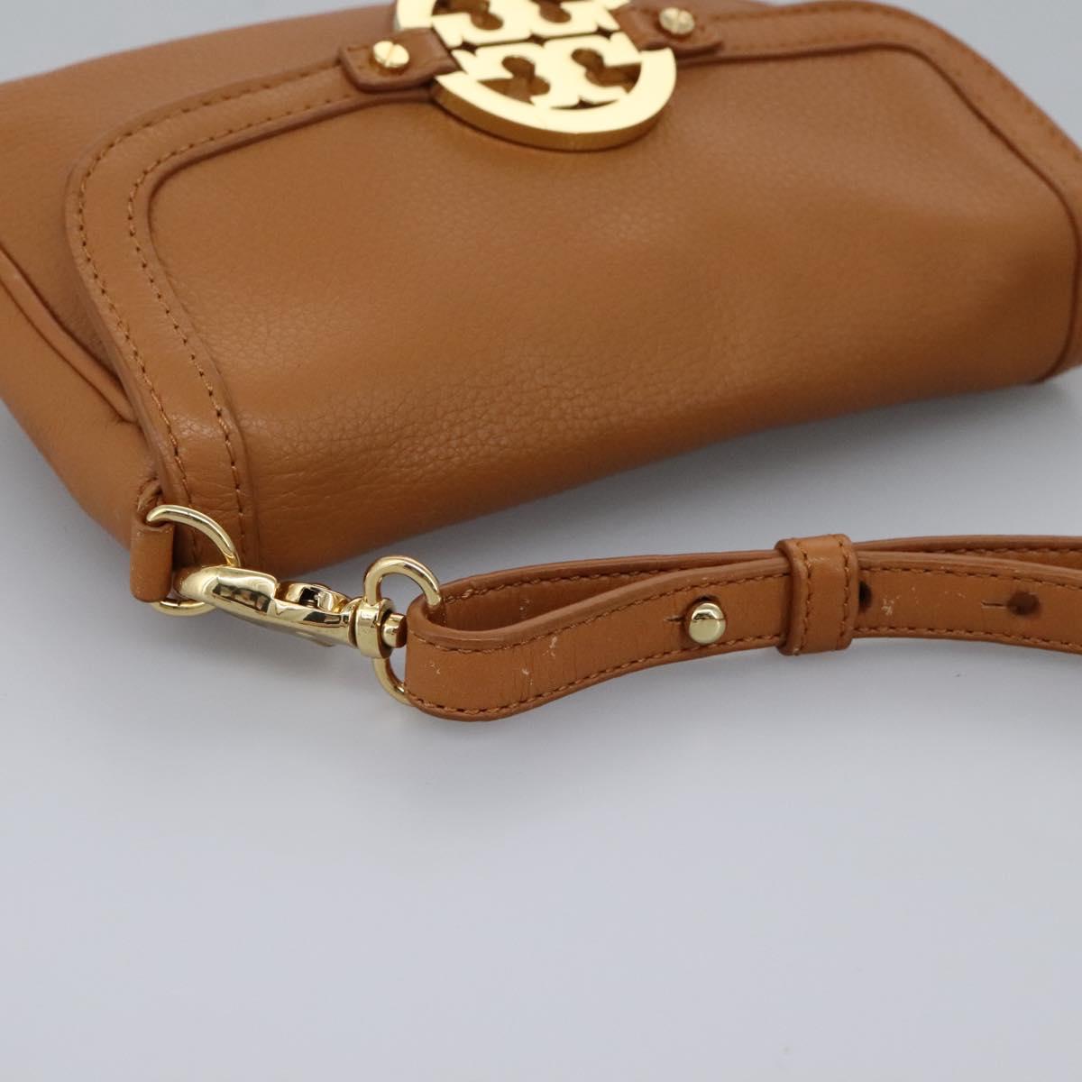 TORY BURCH Shoulder Bag Leather Brown Auth am7642