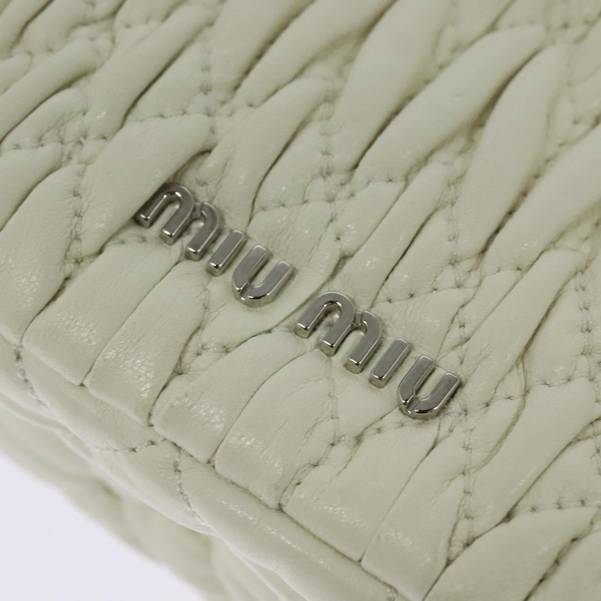 Miu Miu Matelasse Bijoux Shoulder Bag Leather White Auth am7657