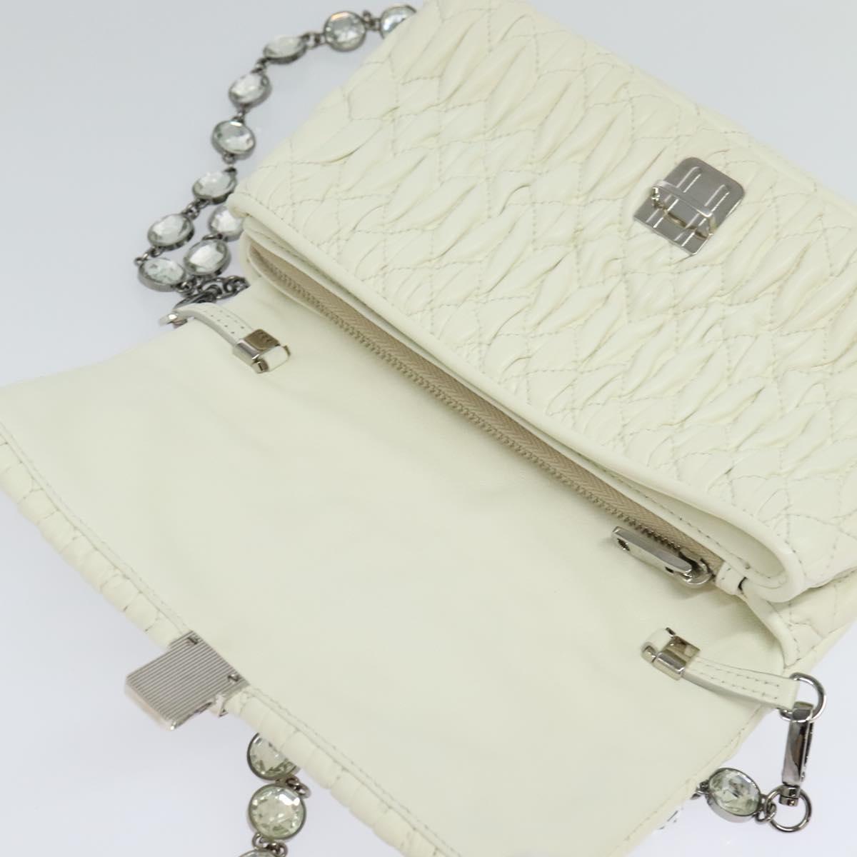 Miu Miu Matelasse Bijoux Shoulder Bag Leather White Auth am7657
