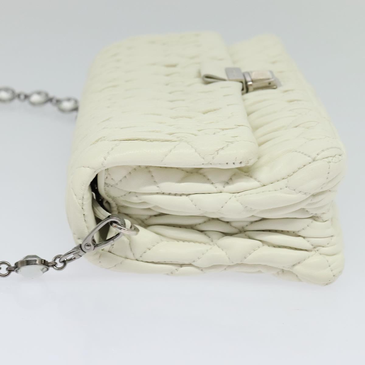 Miu Miu Matelasse Bijoux Shoulder Bag Leather White Auth am7657