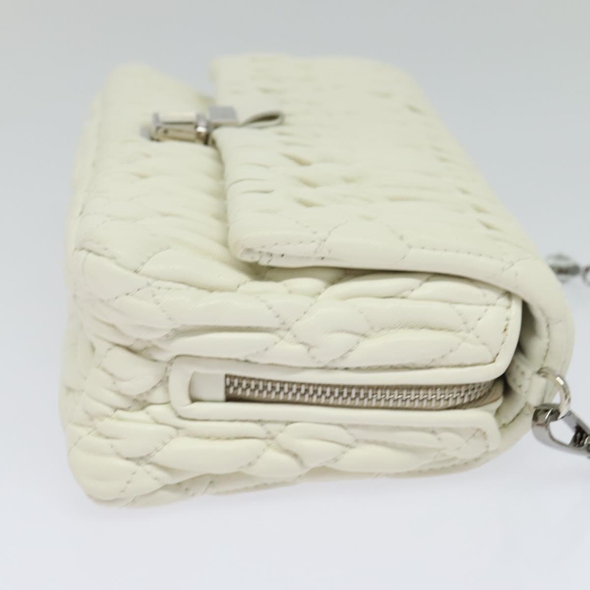 Miu Miu Matelasse Bijoux Shoulder Bag Leather White Auth am7657