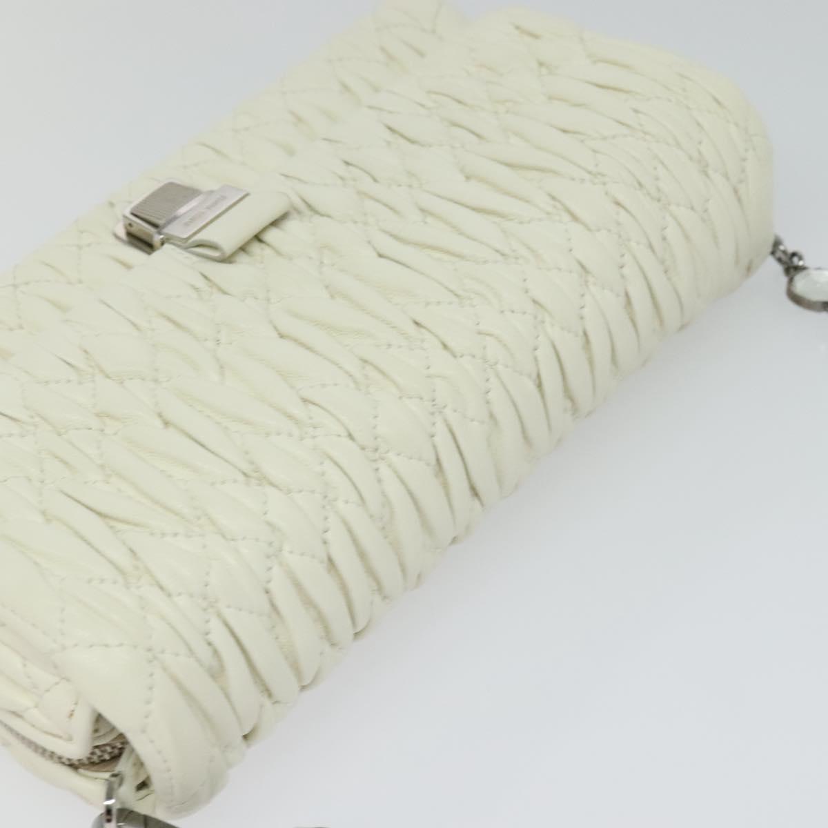 Miu Miu Matelasse Bijoux Shoulder Bag Leather White Auth am7657