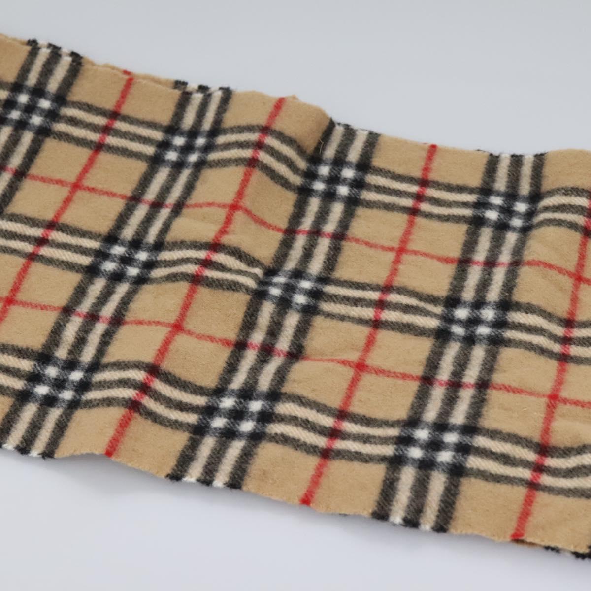 Burberrys Nova Check Scarf Wool Beige Auth am7660