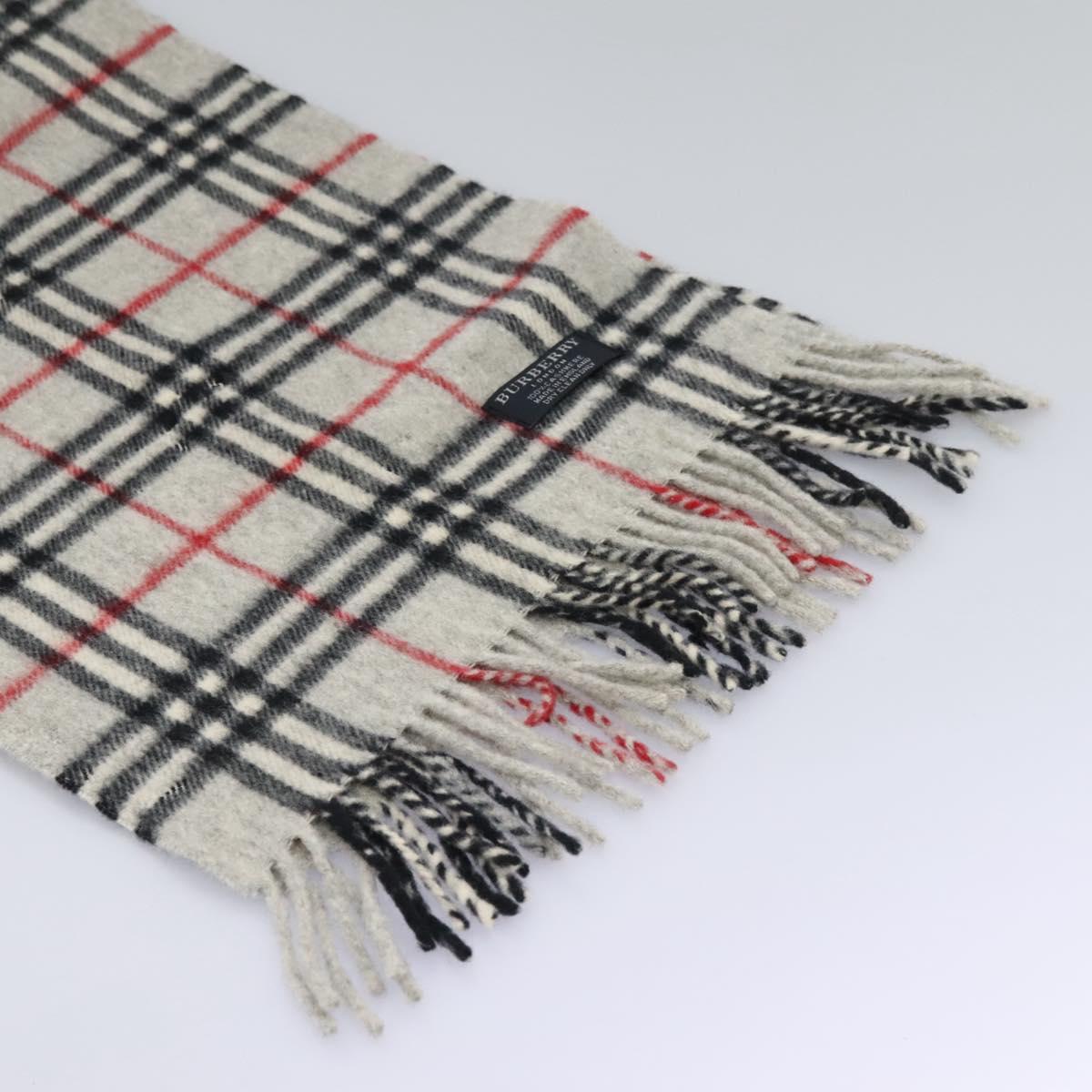 BURBERRY Nova Check Scarf Wool Gray Auth am7665