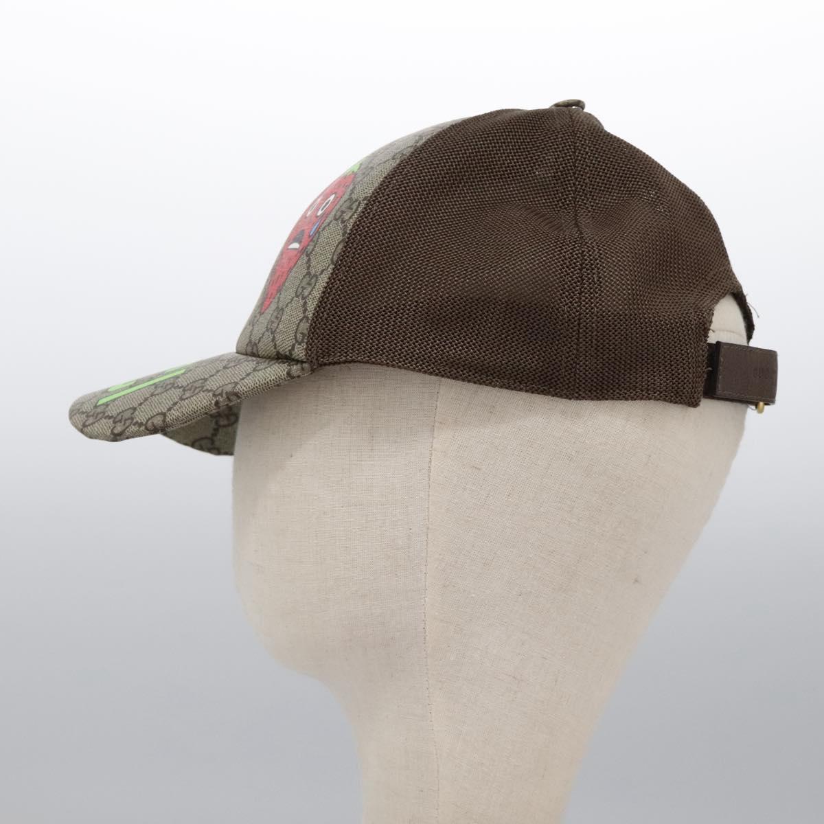 GUCCI GG Supreme Strawberry baseball Cap PVC XL Beige 700665 Auth am7681V