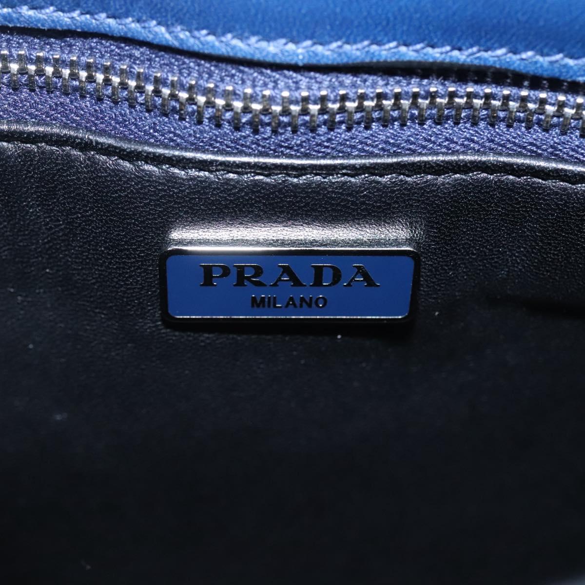 PRADA Shoulder Bag Leather Black Blue Auth am7706