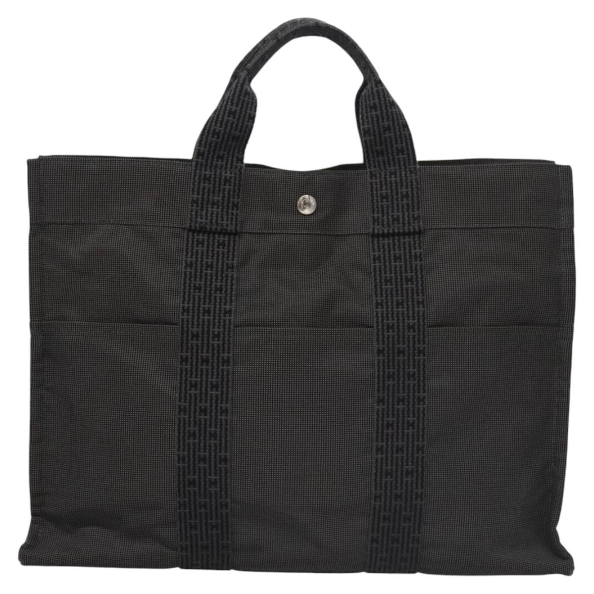 HERMES Her Line MM Hand Bag Canvas Gray Auth am7709