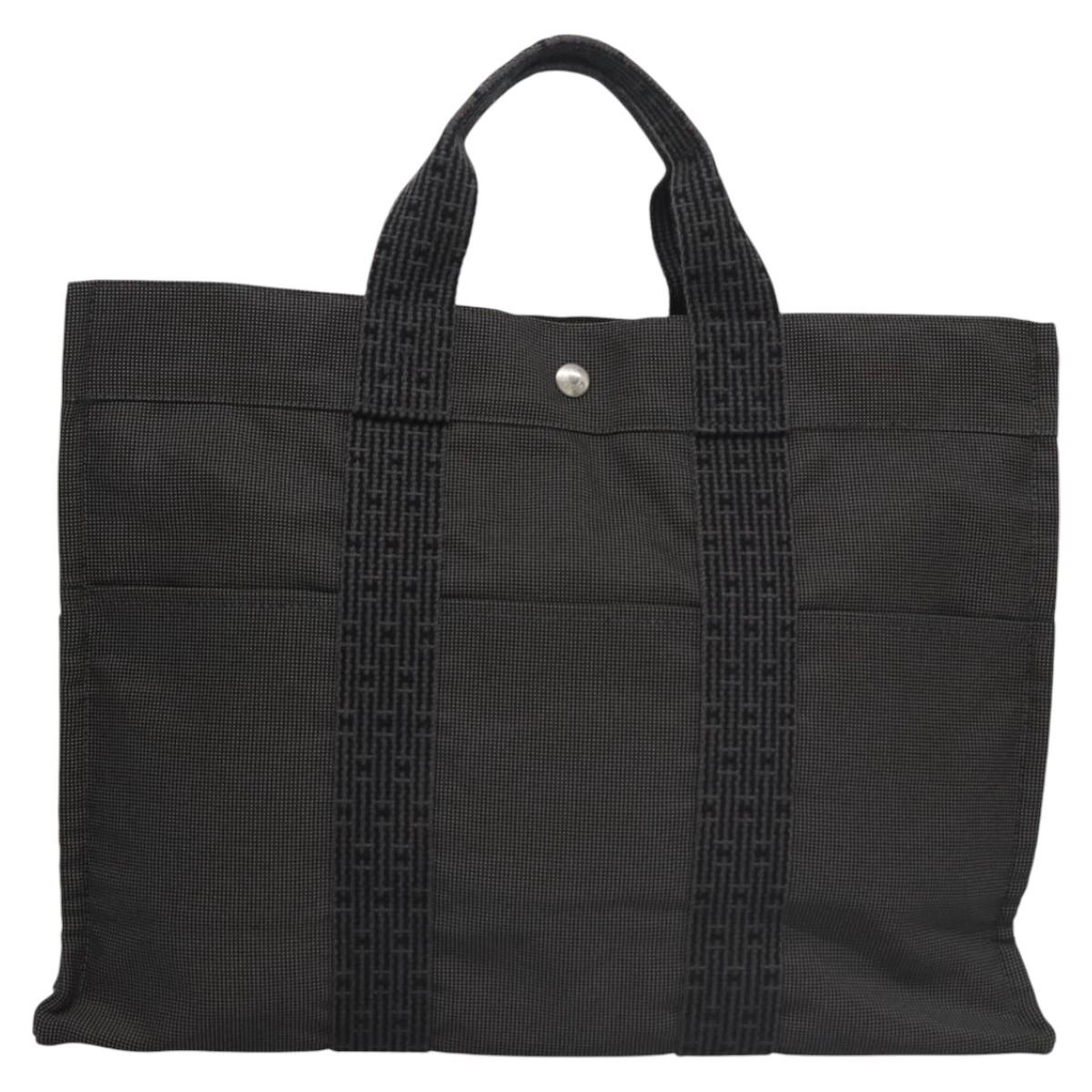 HERMES Her Line MM Hand Bag Canvas Gray Auth am7709