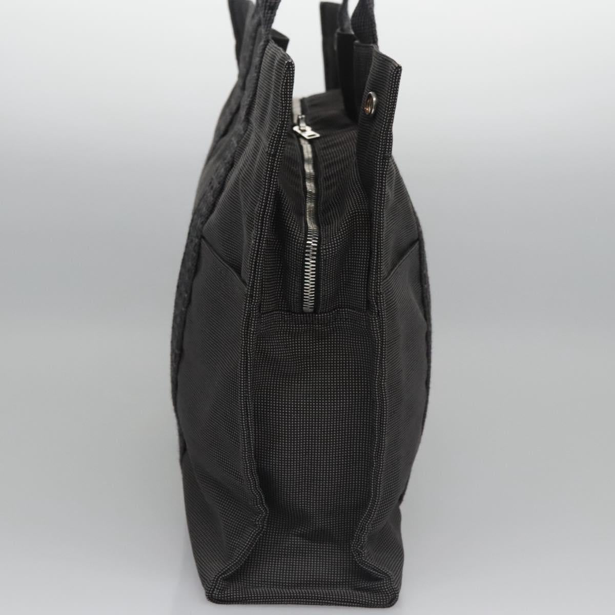 HERMES Her Line MM Hand Bag Canvas Gray Auth am7709