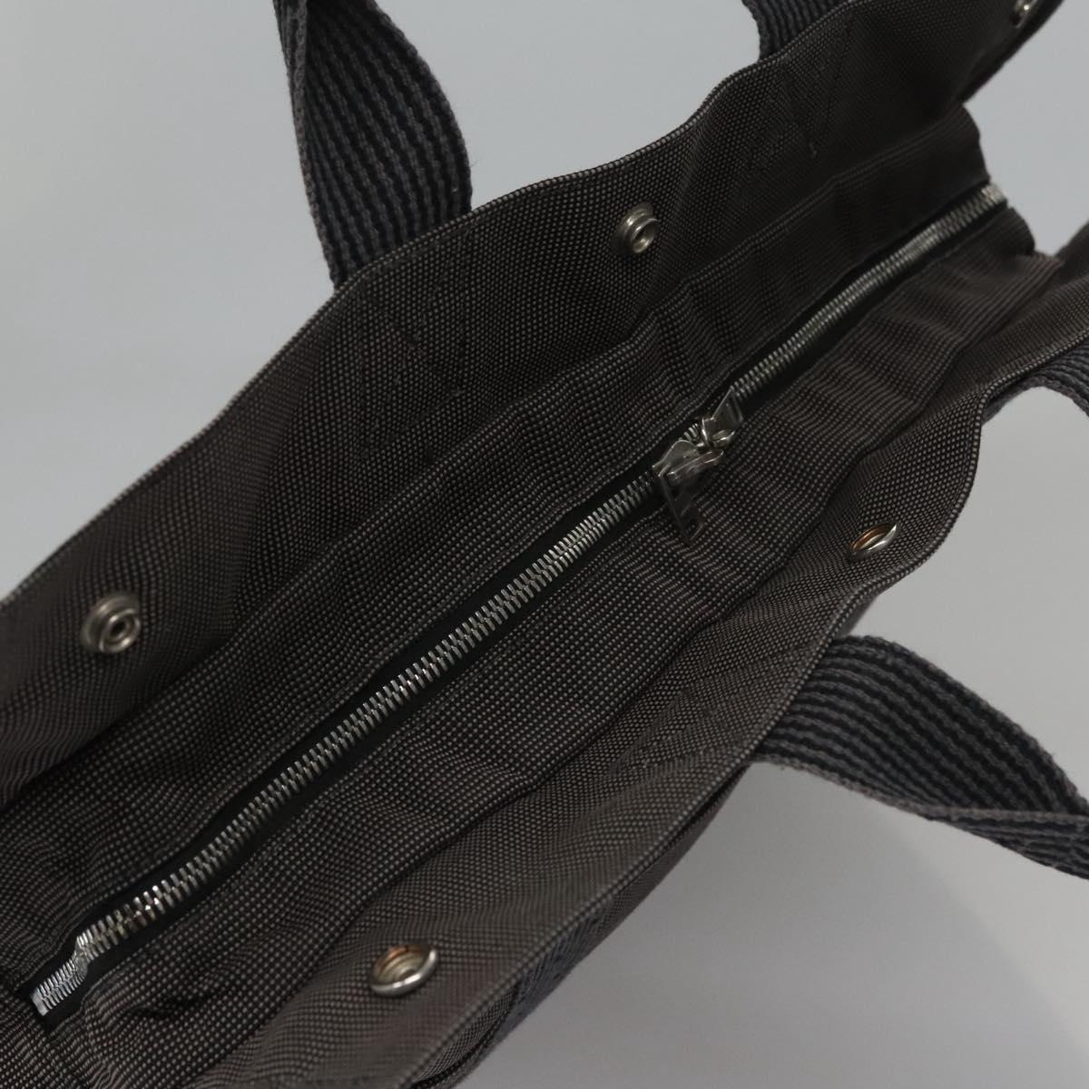 HERMES Her Line MM Hand Bag Canvas Gray Auth am7710