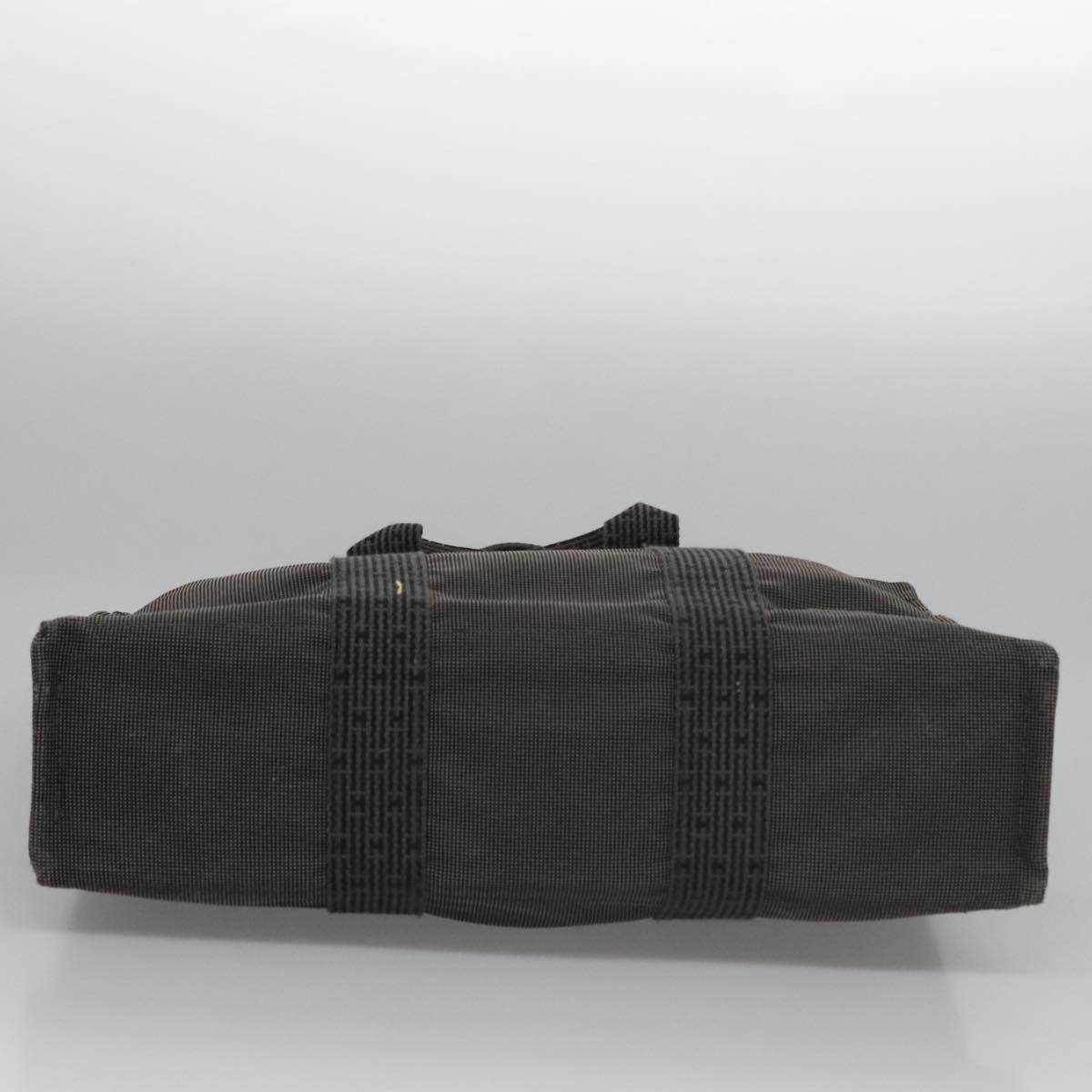 HERMES Her Line MM Hand Bag Canvas Gray Auth am7710