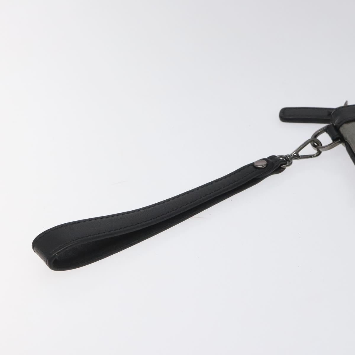 MCM Vicetos Logogram Clutch Bag PVC Leather Silver Auth am7725