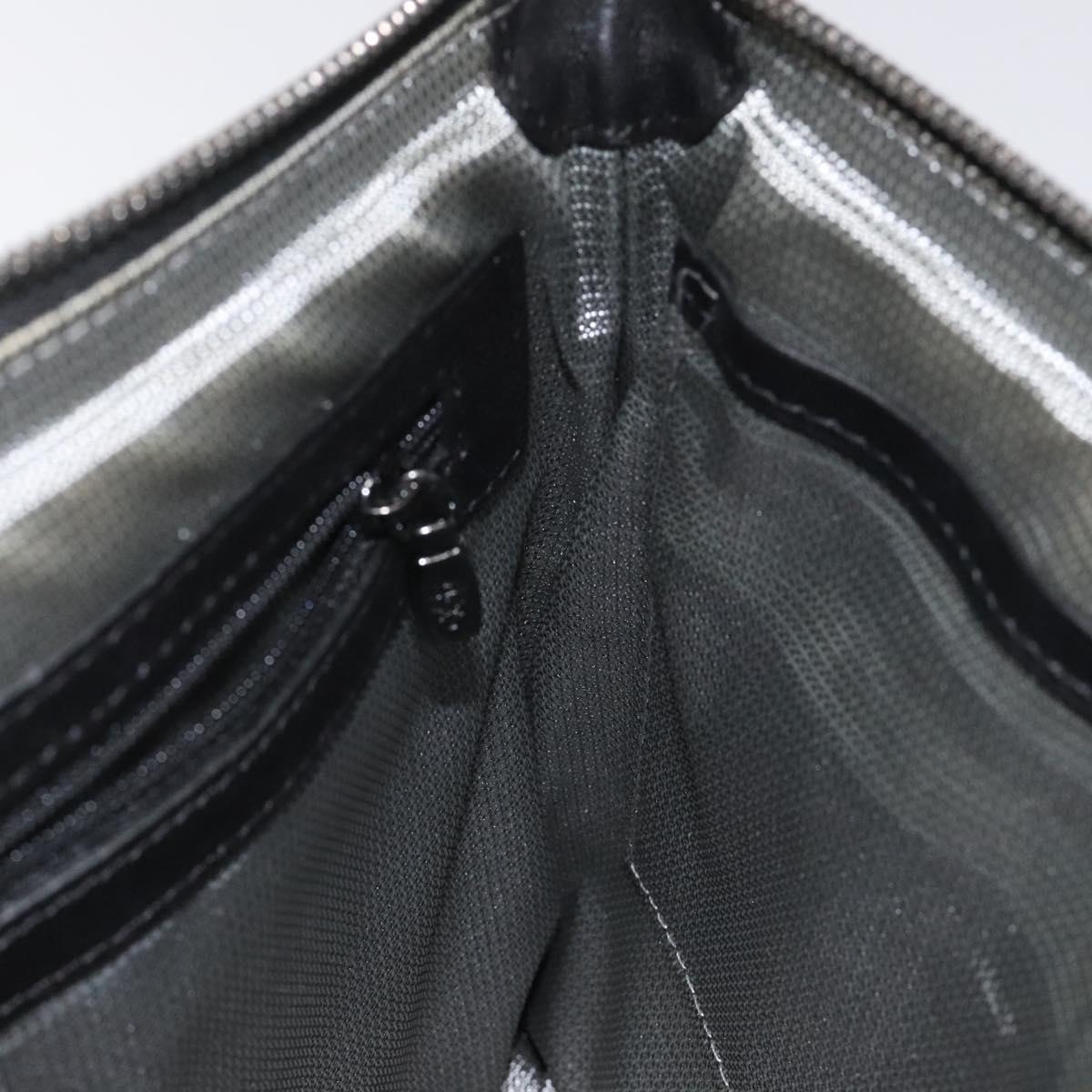 MCM Vicetos Logogram Clutch Bag PVC Leather Silver Auth am7725