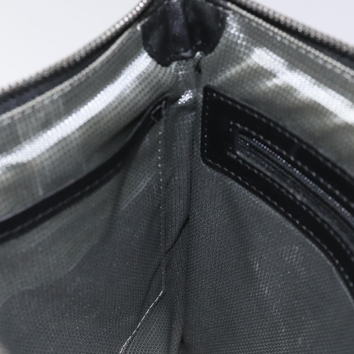 MCM Vicetos Logogram Clutch Bag PVC Leather Silver Auth am7725