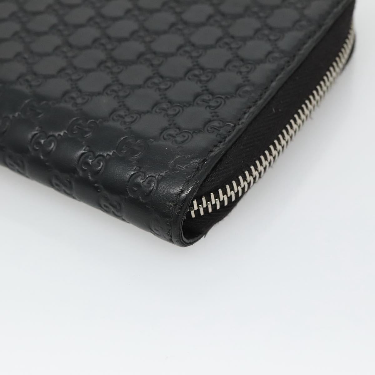 GUCCI Micro GG Canvas Guccissima Long Wallet Leather Black 544473 Auth am7738