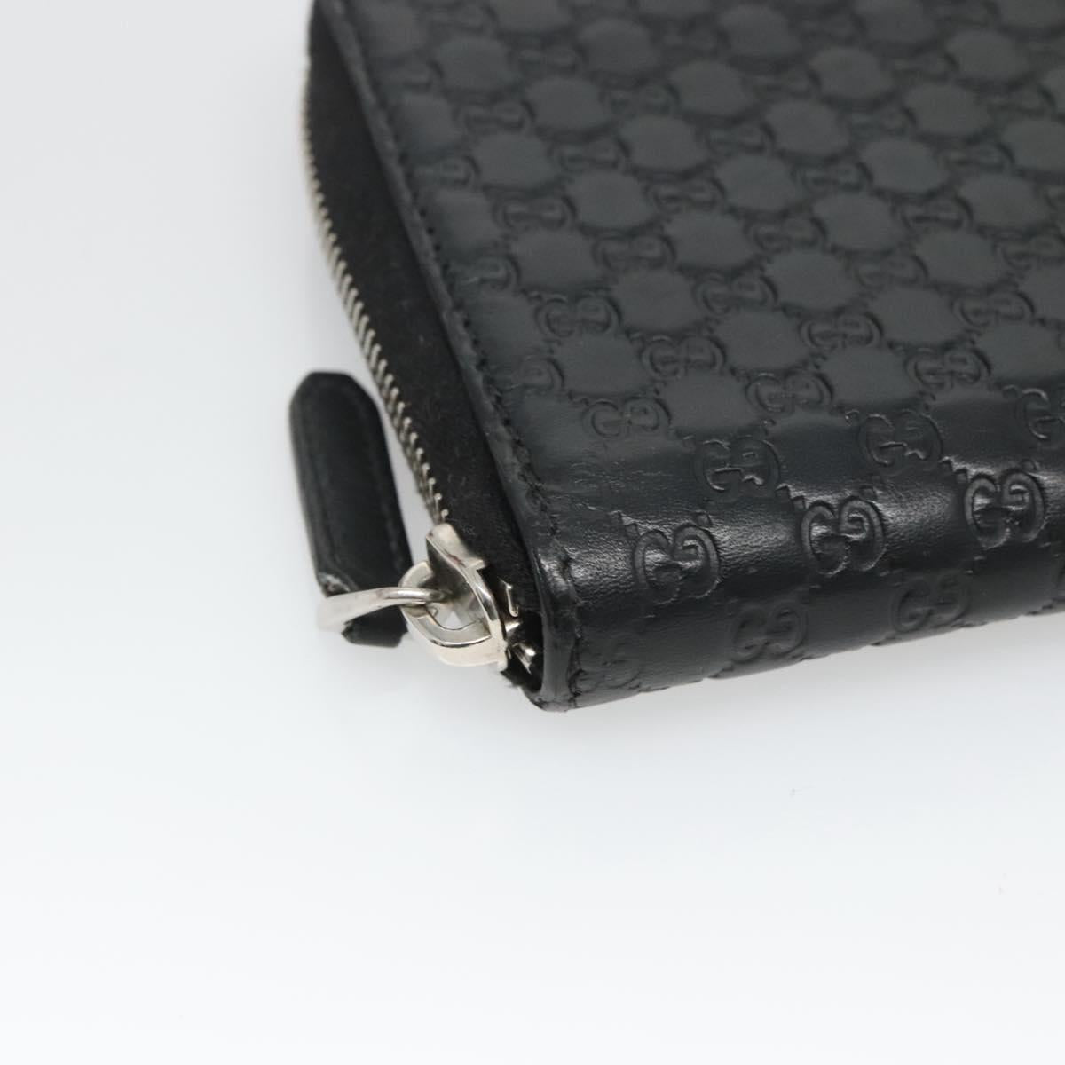 GUCCI Micro GG Canvas Guccissima Long Wallet Leather Black 544473 Auth am7738