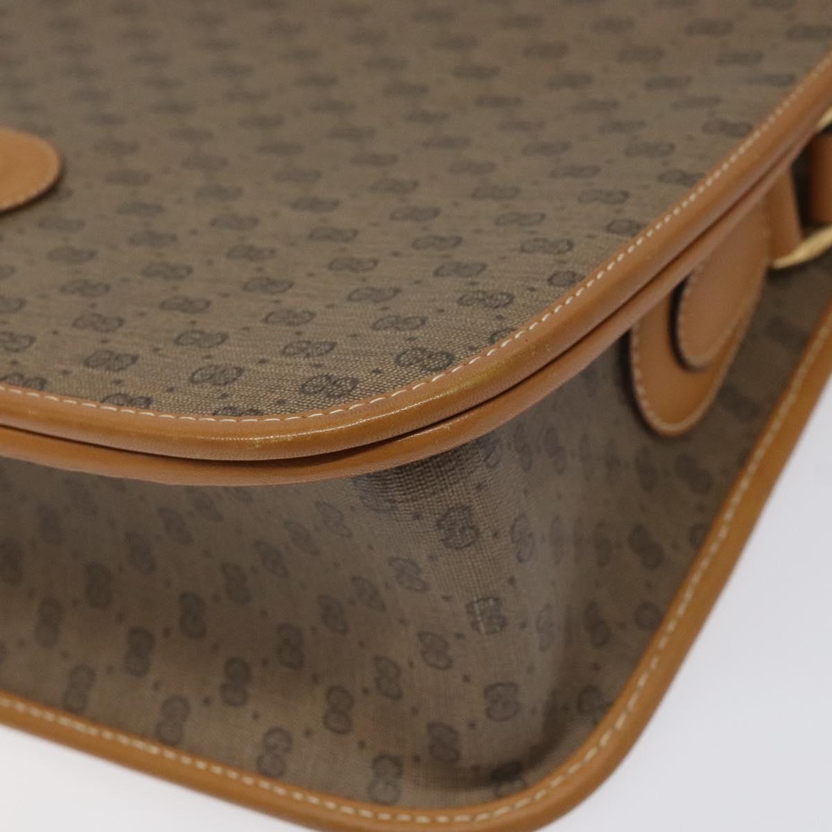 GUCCI Micro GG Canvas Shoulder Bag PVC Leather Beige Auth am7777