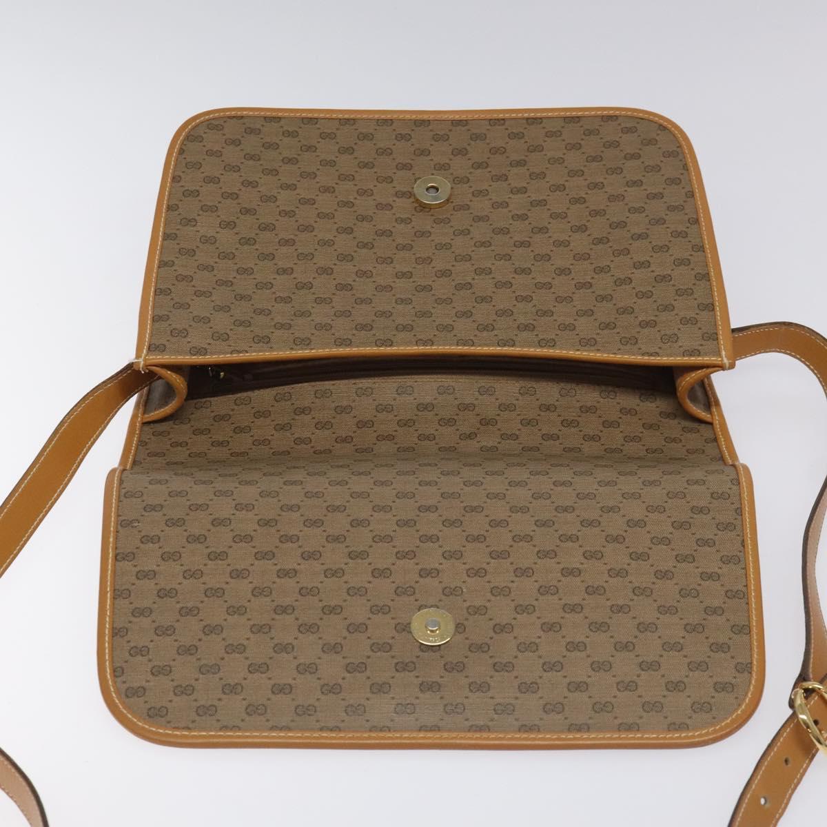 GUCCI Micro GG Canvas Shoulder Bag PVC Leather Beige Auth am7777