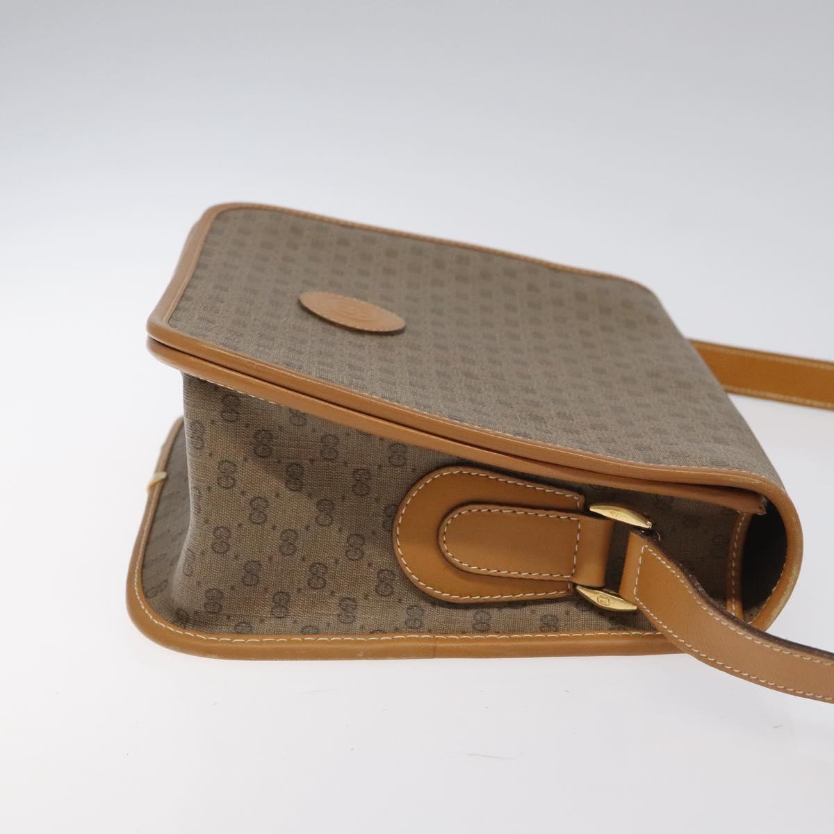 GUCCI Micro GG Canvas Shoulder Bag PVC Leather Beige Auth am7777
