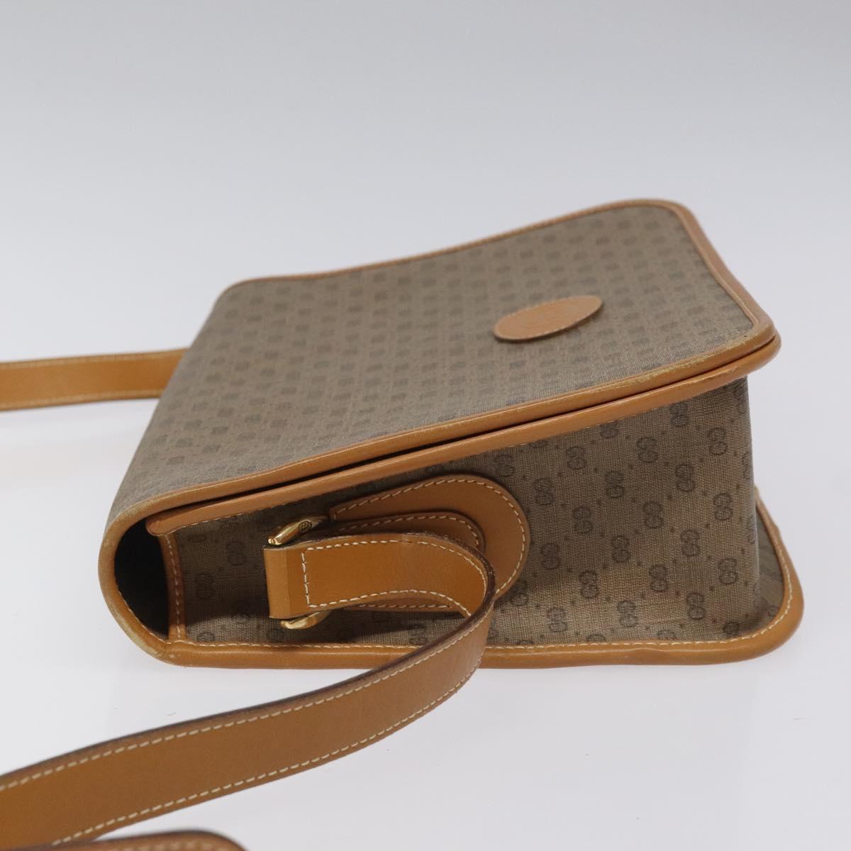 GUCCI Micro GG Canvas Shoulder Bag PVC Leather Beige Auth am7777