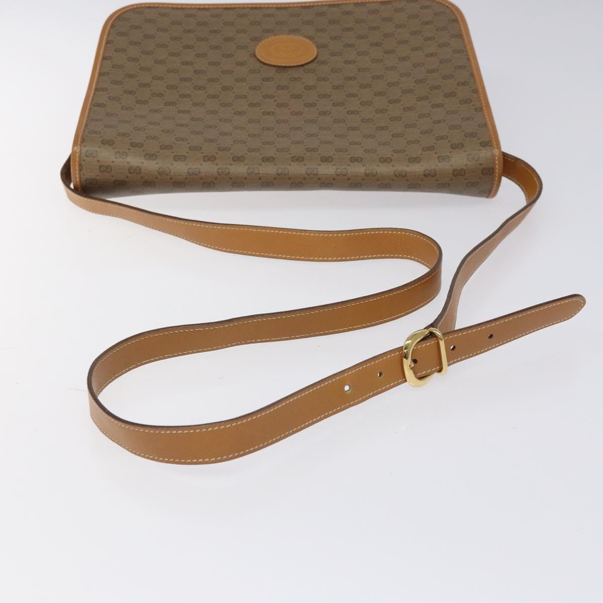GUCCI Micro GG Canvas Shoulder Bag PVC Leather Beige Auth am7777