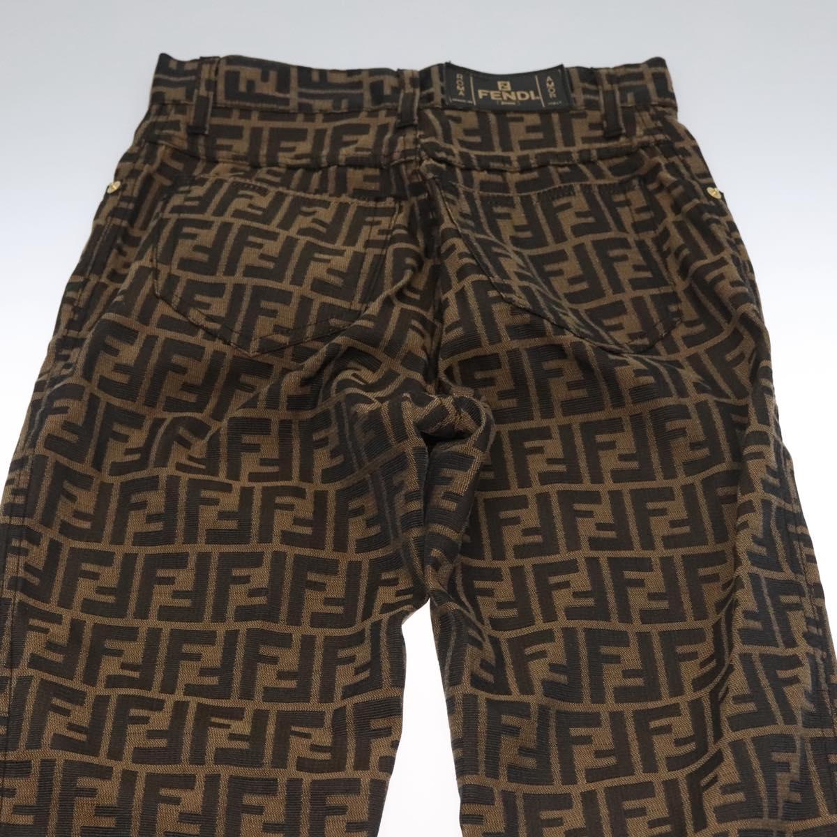 FENDI Zucca Canvas Pants 40 Black Brown Auth am7779M