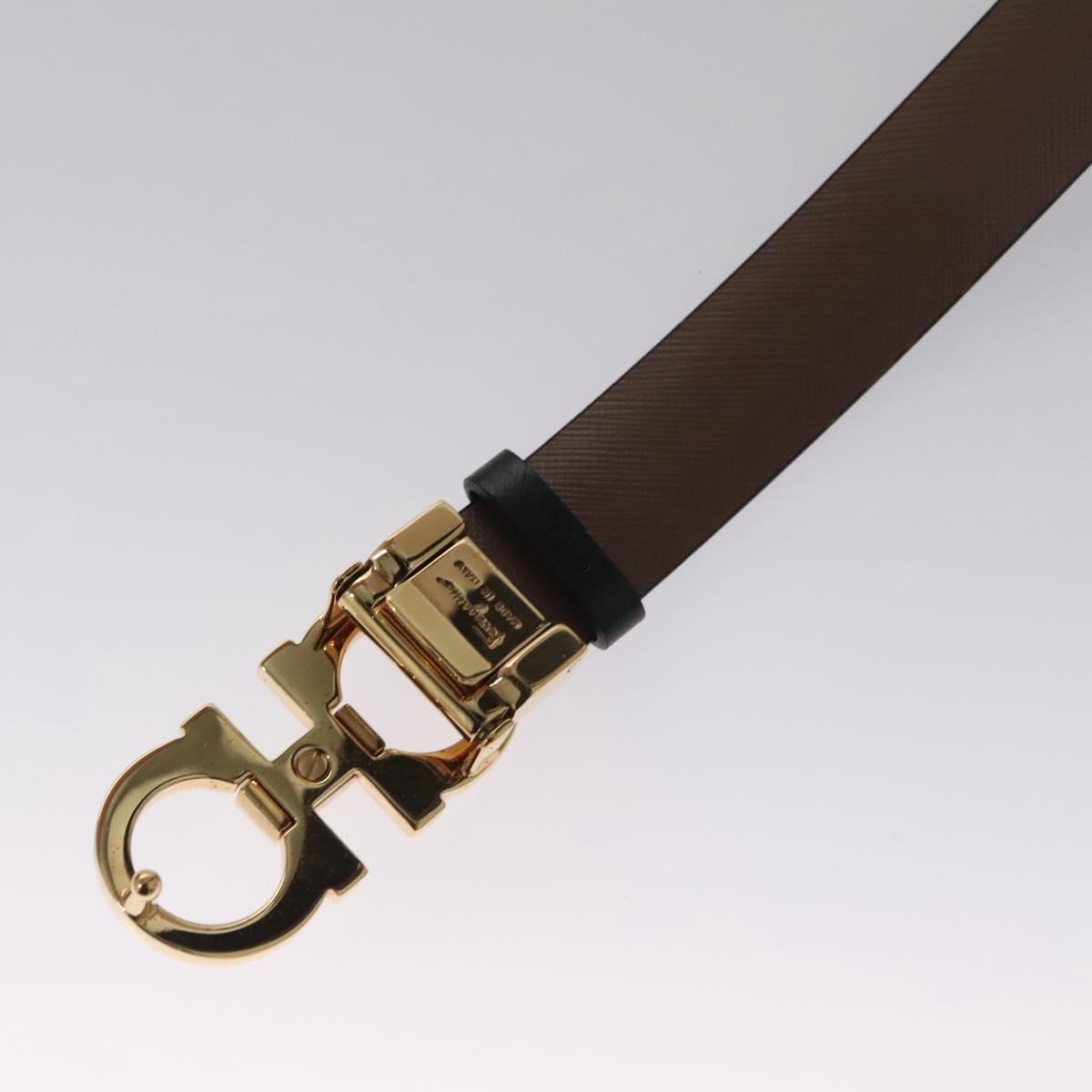 Salvatore Ferragamo Gancini Belt Leather 29.1""-31.5"" Black Auth am7781V
