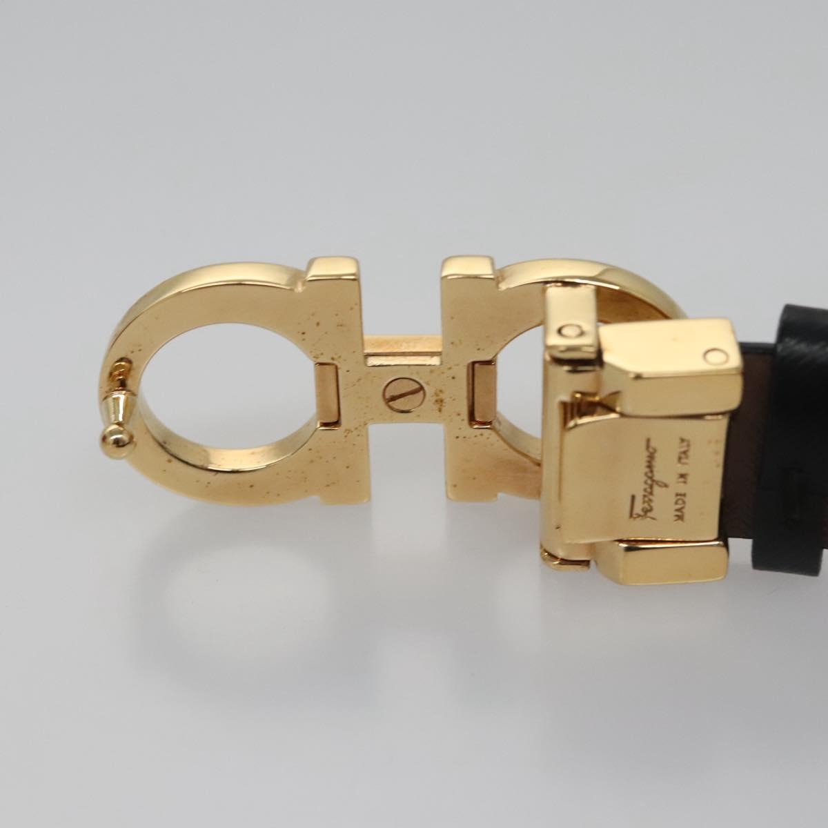 Salvatore Ferragamo Gancini Belt Leather 29.1""-31.5"" Black Auth am7781V