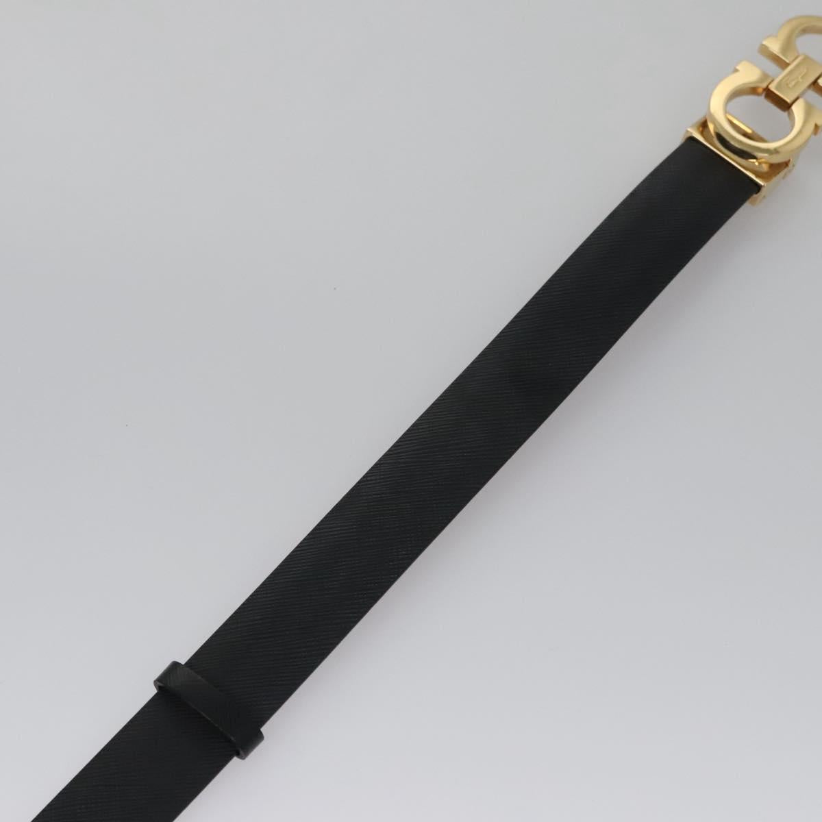 Salvatore Ferragamo Gancini Belt Leather 29.1""-31.5"" Black Auth am7781V