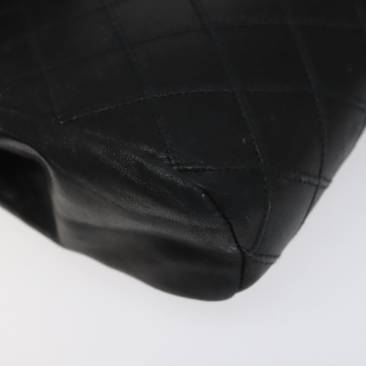 CHANEL Bicolore Pouch Lamb Skin Black CC Auth am7785