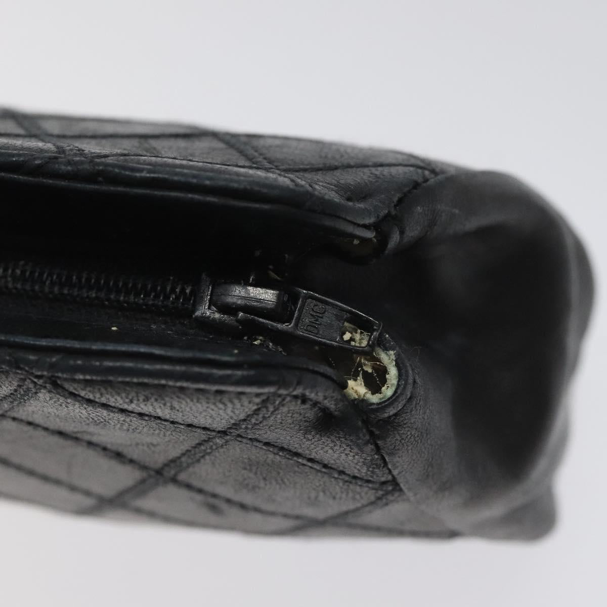 CHANEL Bicolore Pouch Lamb Skin Black CC Auth am7785