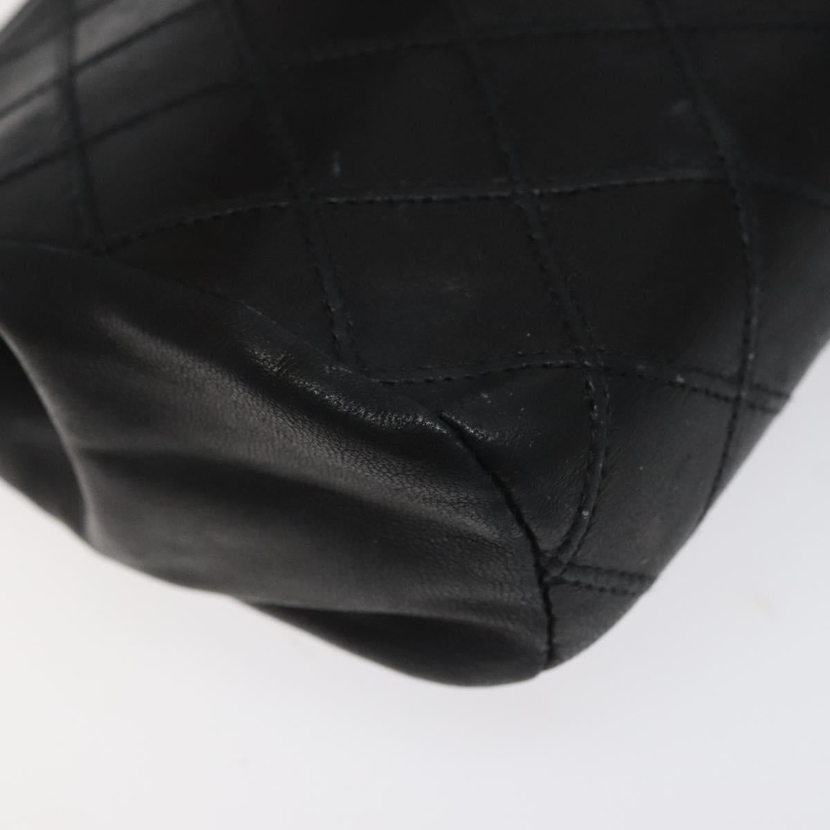 CHANEL Bicolore Pouch Lamb Skin Black CC Auth am7785