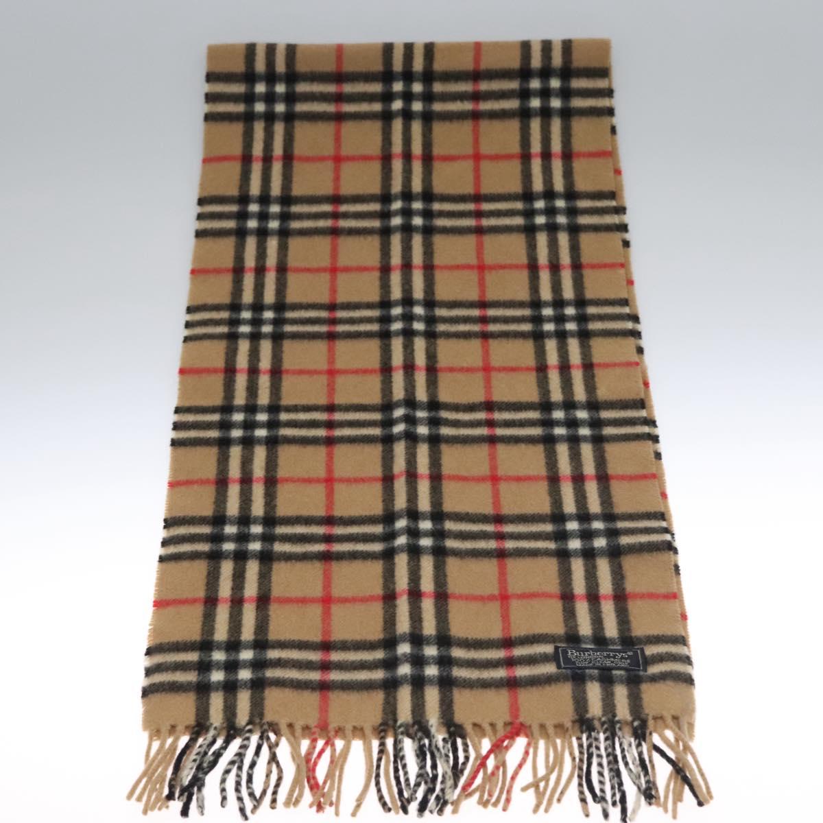Burberrys Nova Check Scarf Cashmere Brown Auth am7804