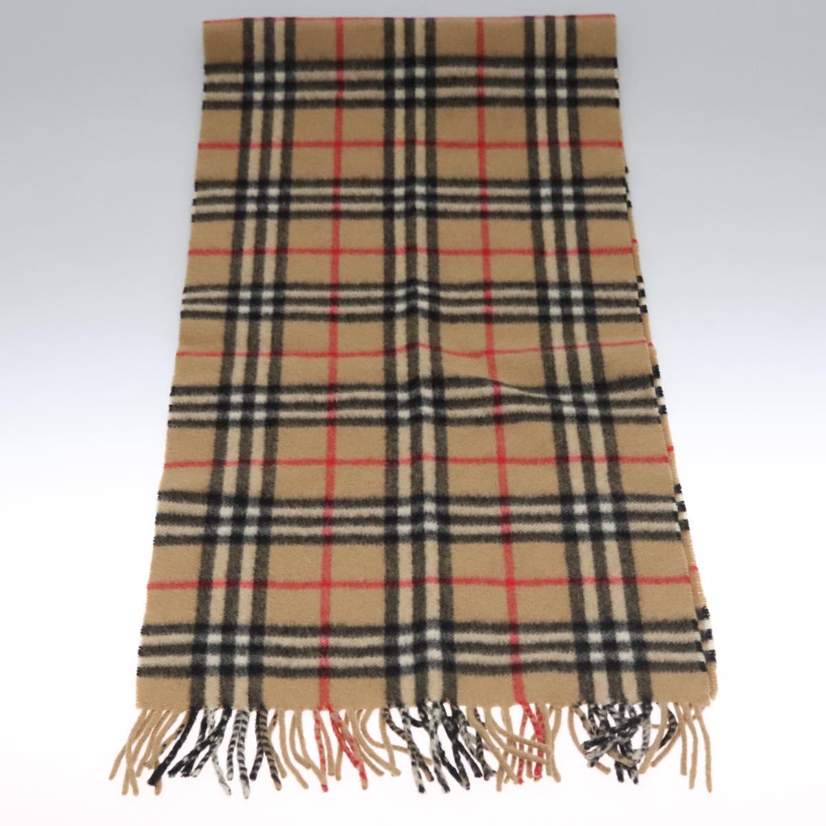 Burberrys Nova Check Scarf Cashmere Brown Auth am7804