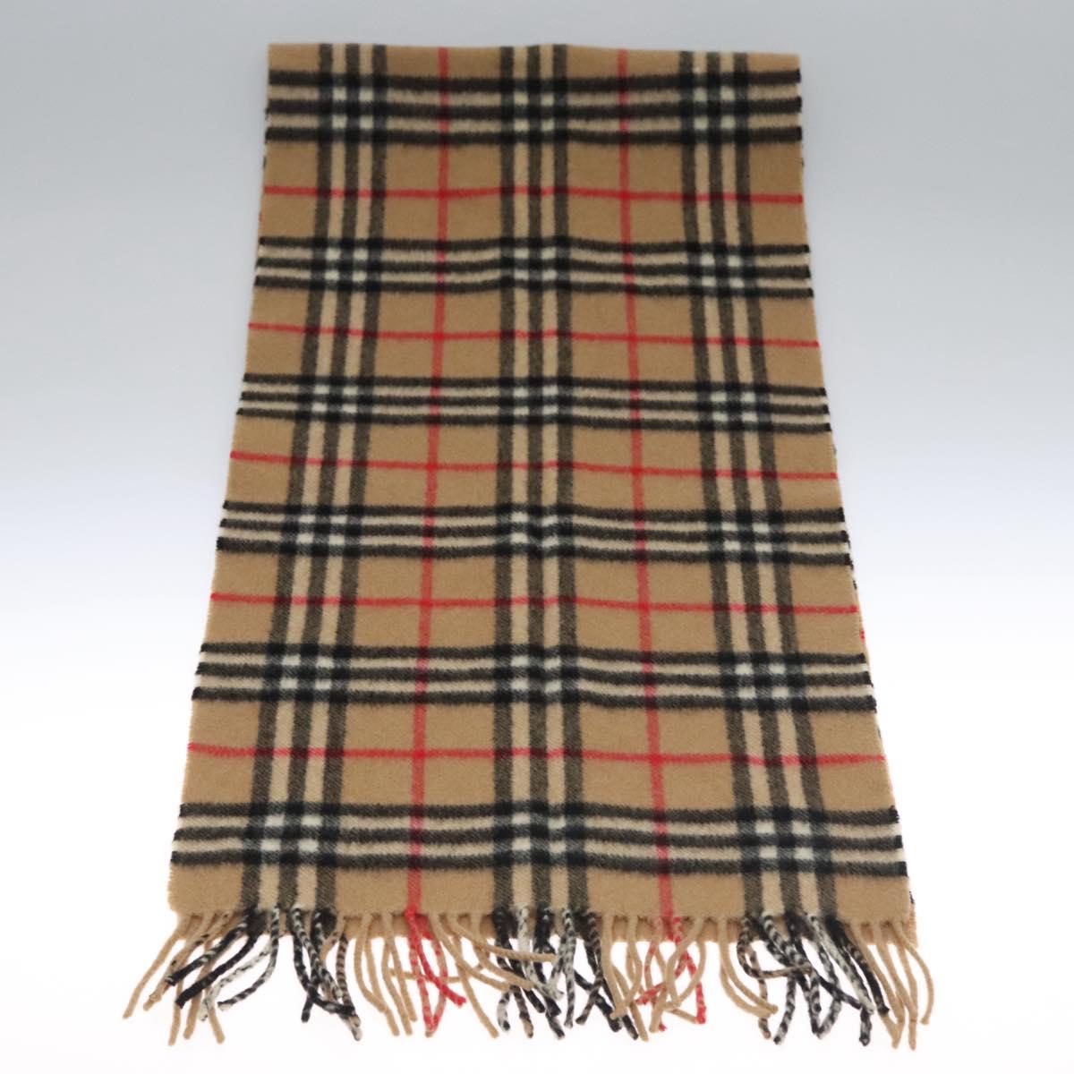 Burberrys Nova Check Scarf Cashmere Brown Auth am7804