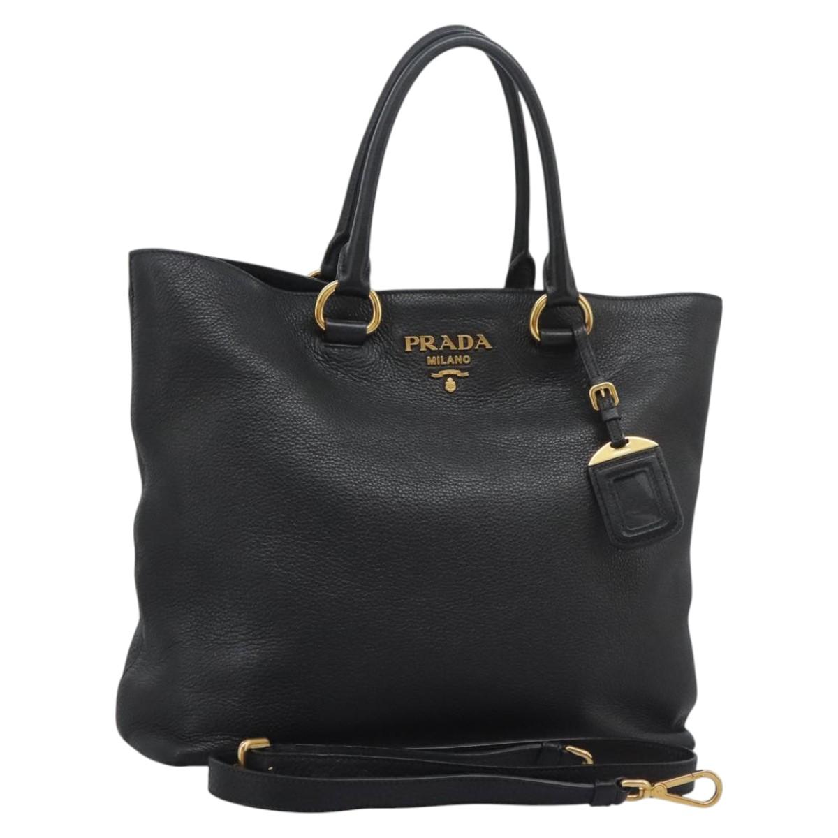PRADA Tote Bag Leather 2way Black 1BG865 Auth am7814