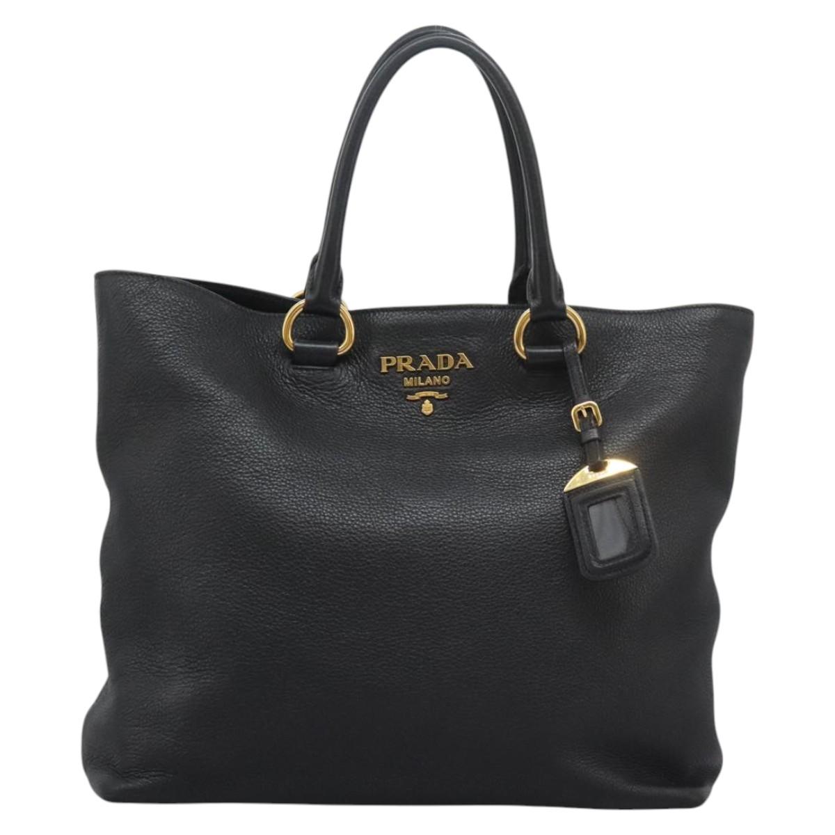 PRADA Tote Bag Leather 2way Black 1BG865 Auth am7814