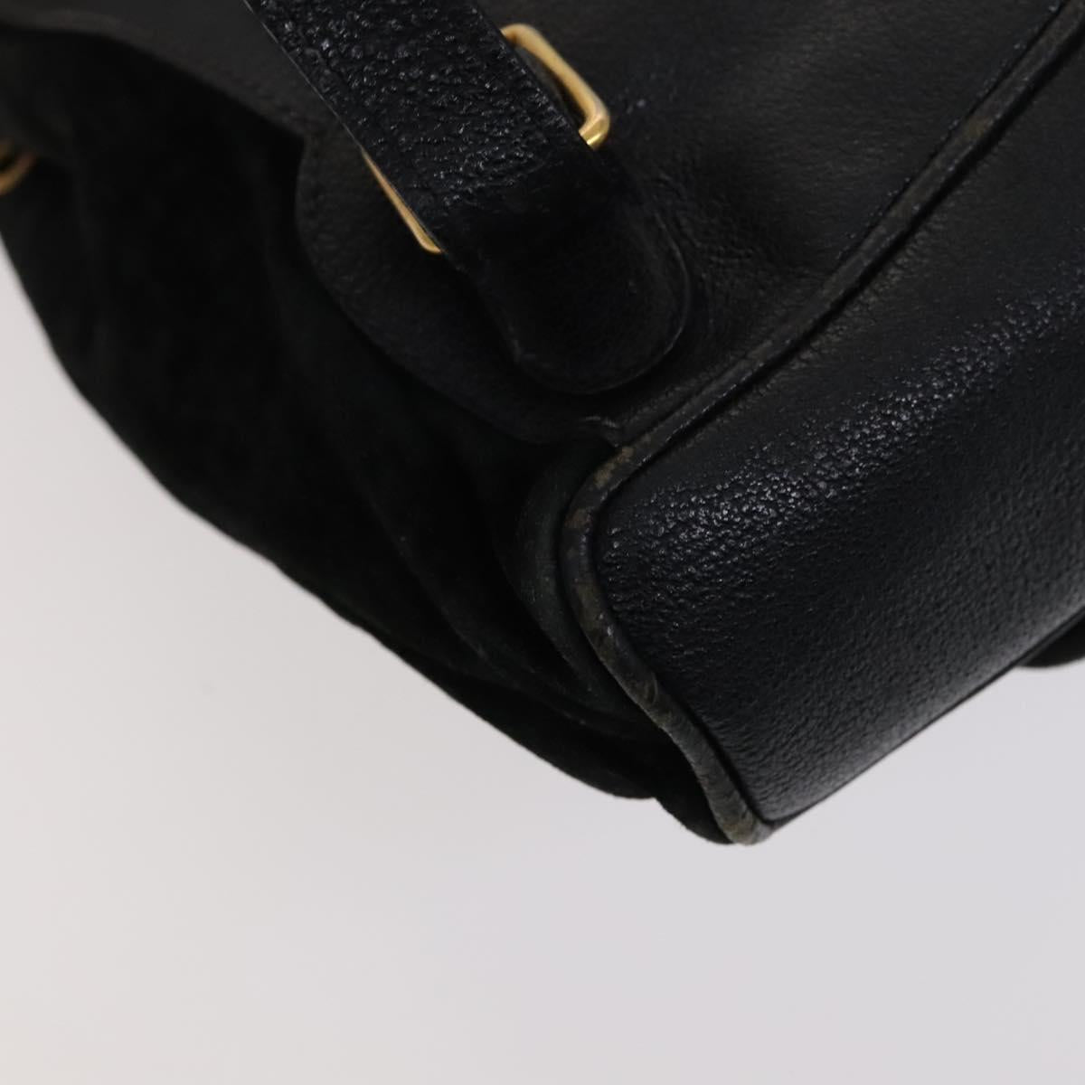 GUCCI Bamboo Backpack Suede Leather Black Gold 003 1705 0030 Auth am7820