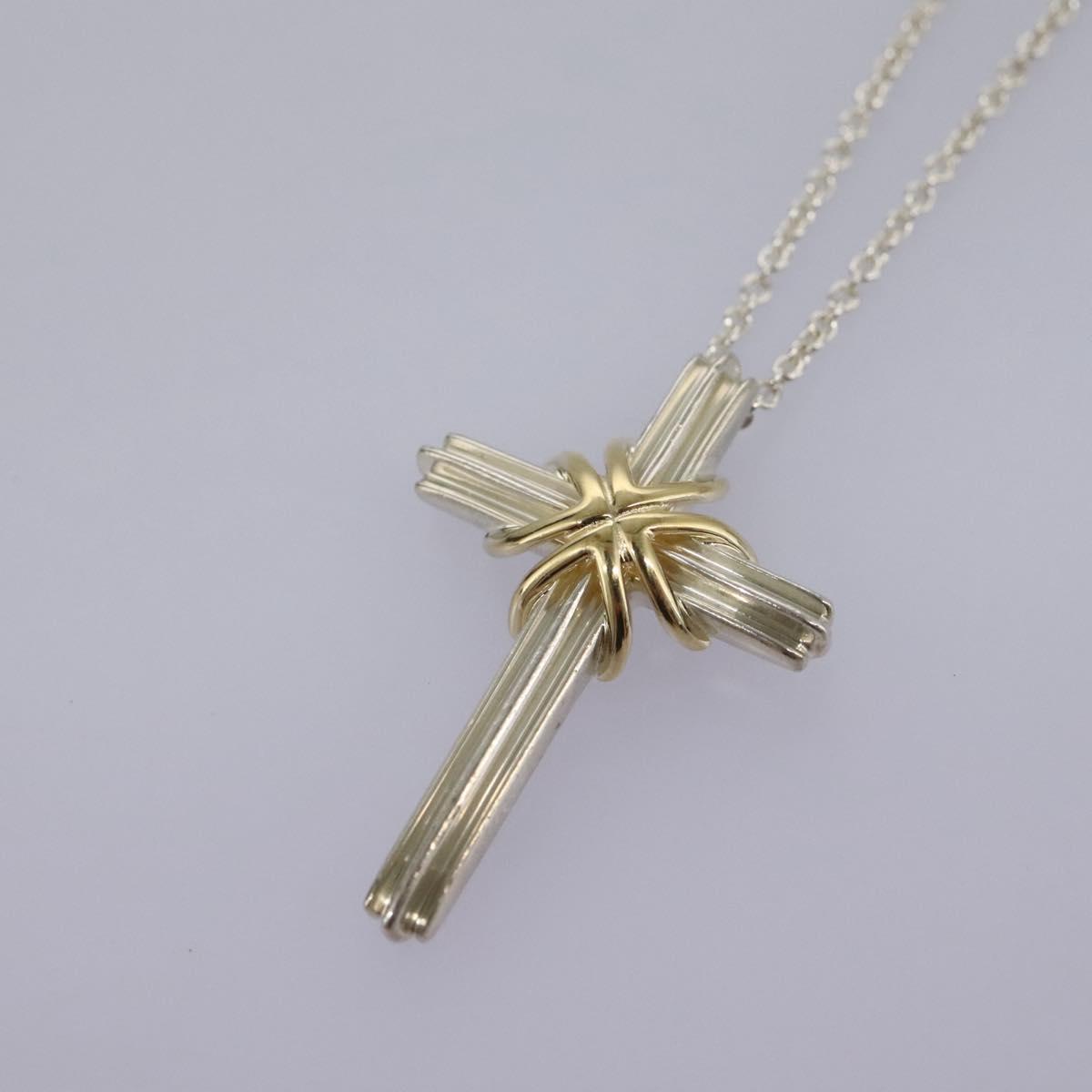 TIFFANY&Co. Cross Necklace Ag925 Silver Auth am7827