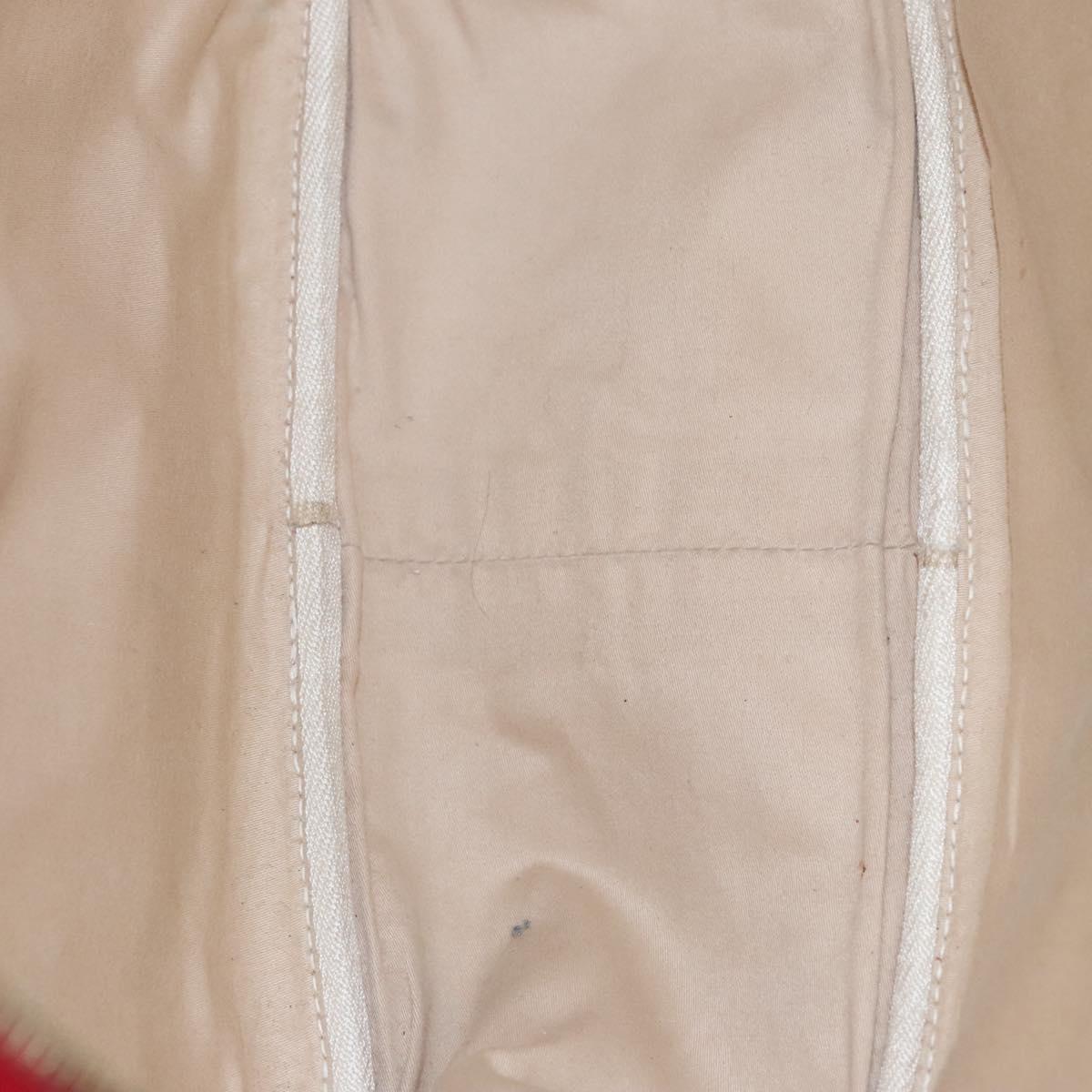 HERMES Victoria Square Hand Bag Coated Canvas Leather Beige Red gold Auth am7833