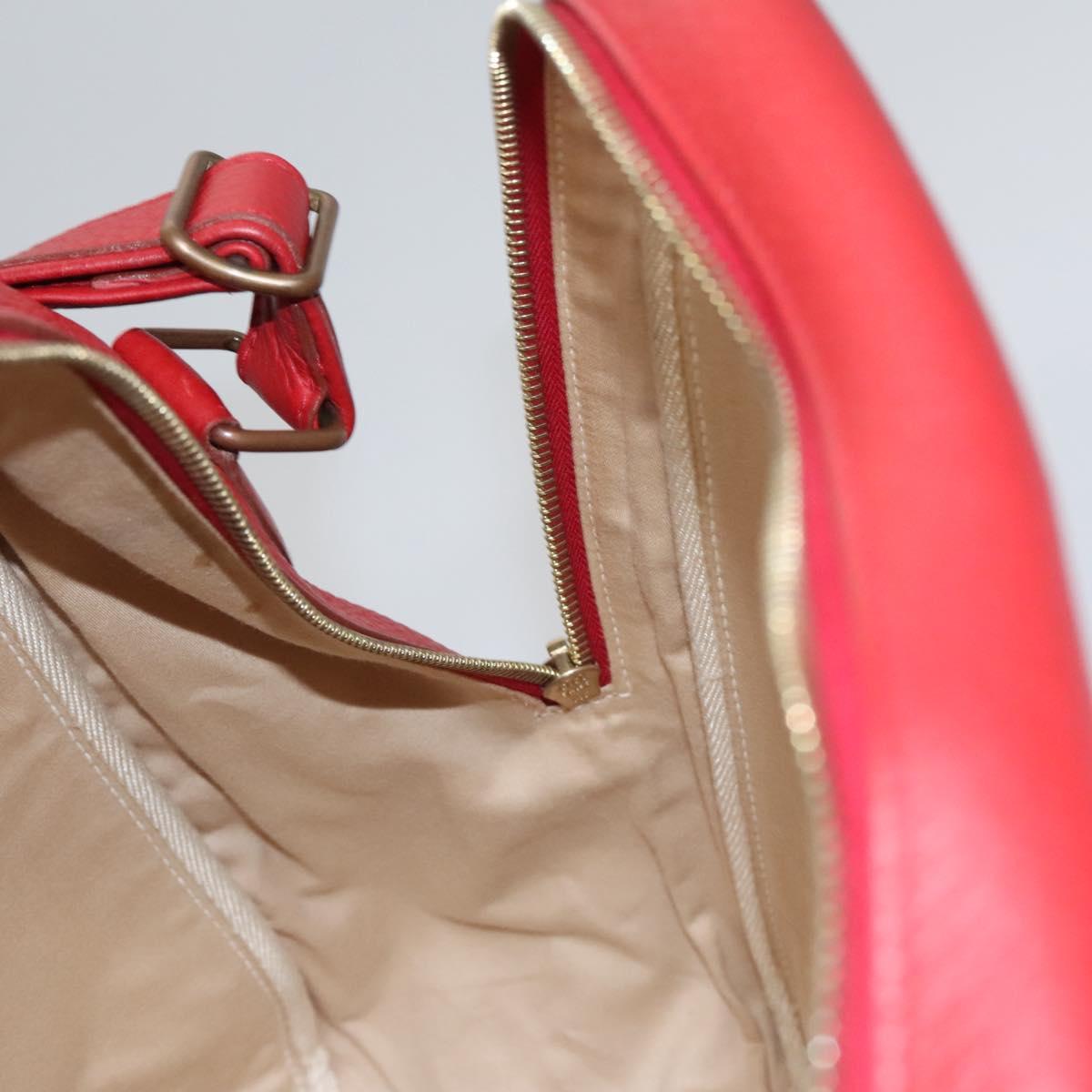 HERMES Victoria Square Hand Bag Coated Canvas Leather Beige Red gold Auth am7833