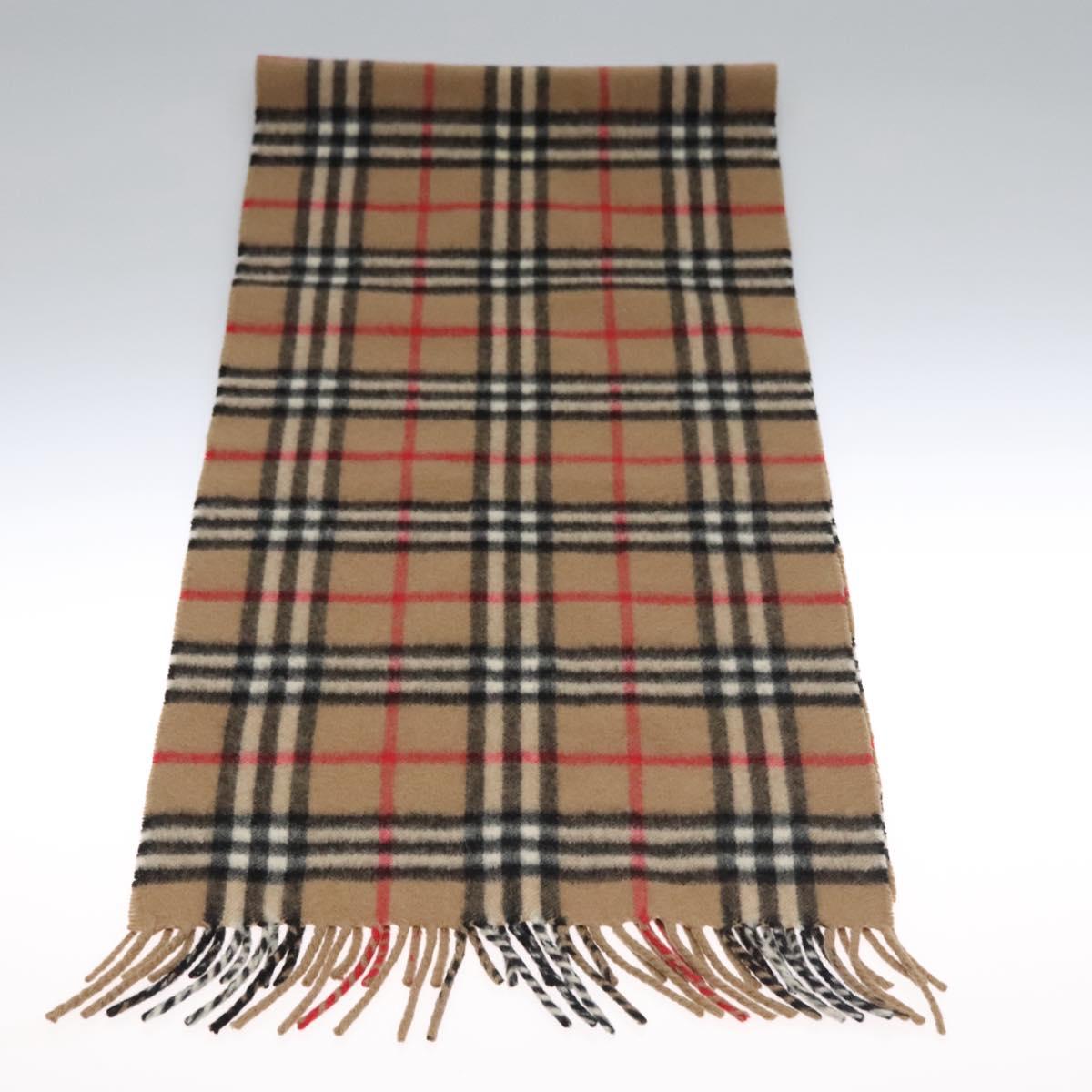 Burberrys Nova Check Scarf Cashmere Brown Auth am7873