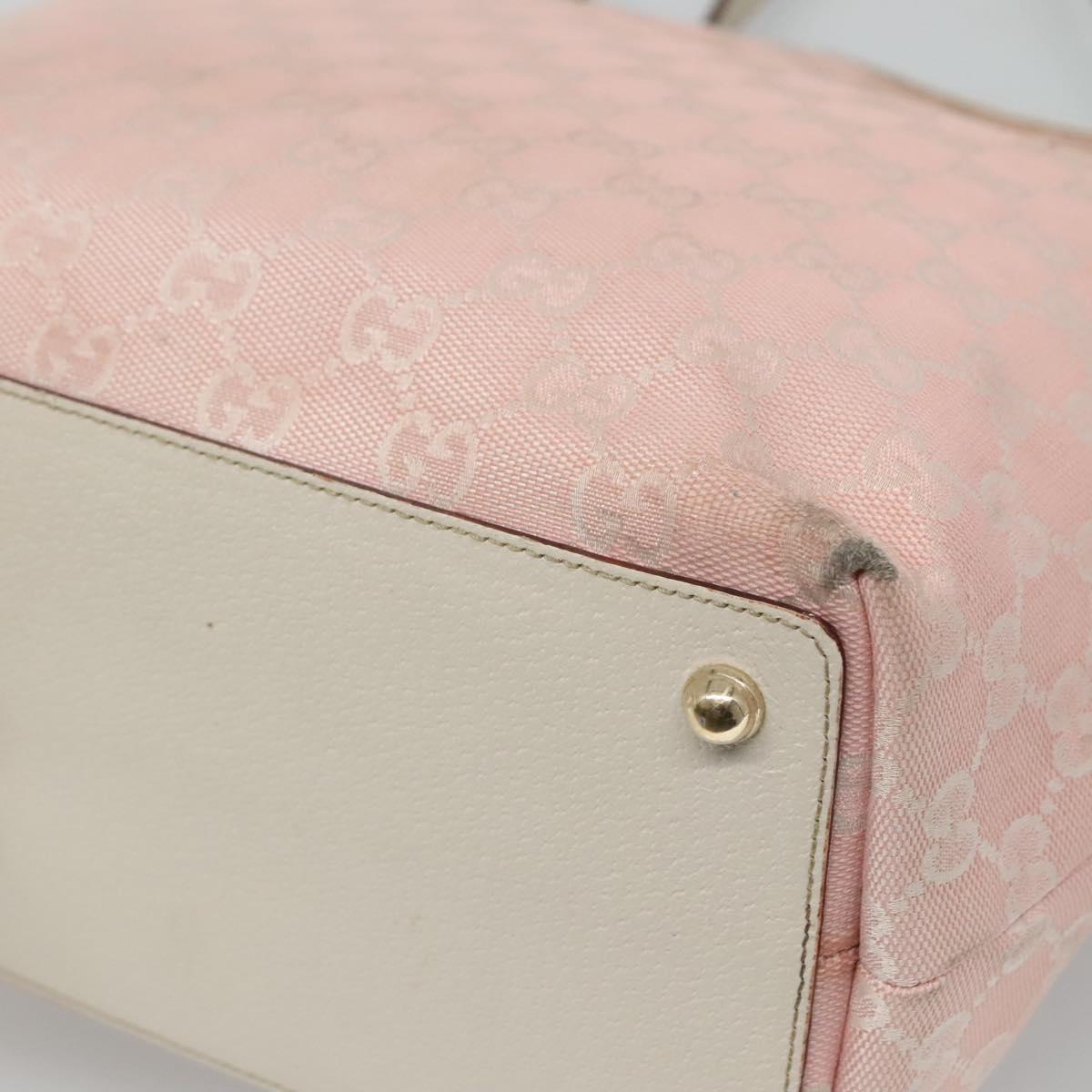GUCCI GG Canvas Tote Bag Gold Pink 120836 Auth am7877