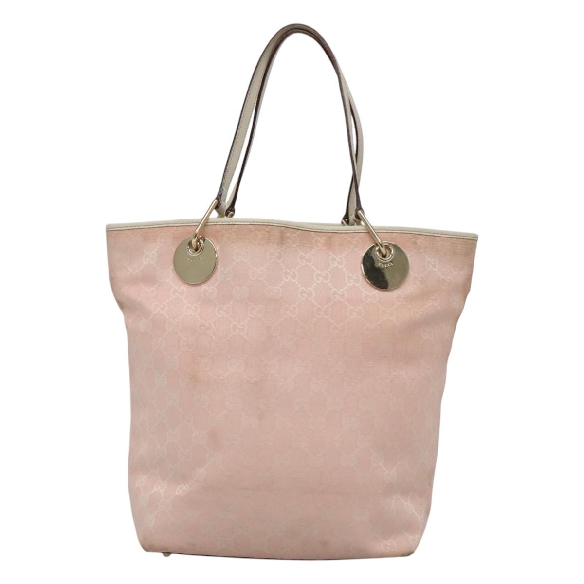 GUCCI GG Canvas Tote Bag Gold Pink 120836 Auth am7877