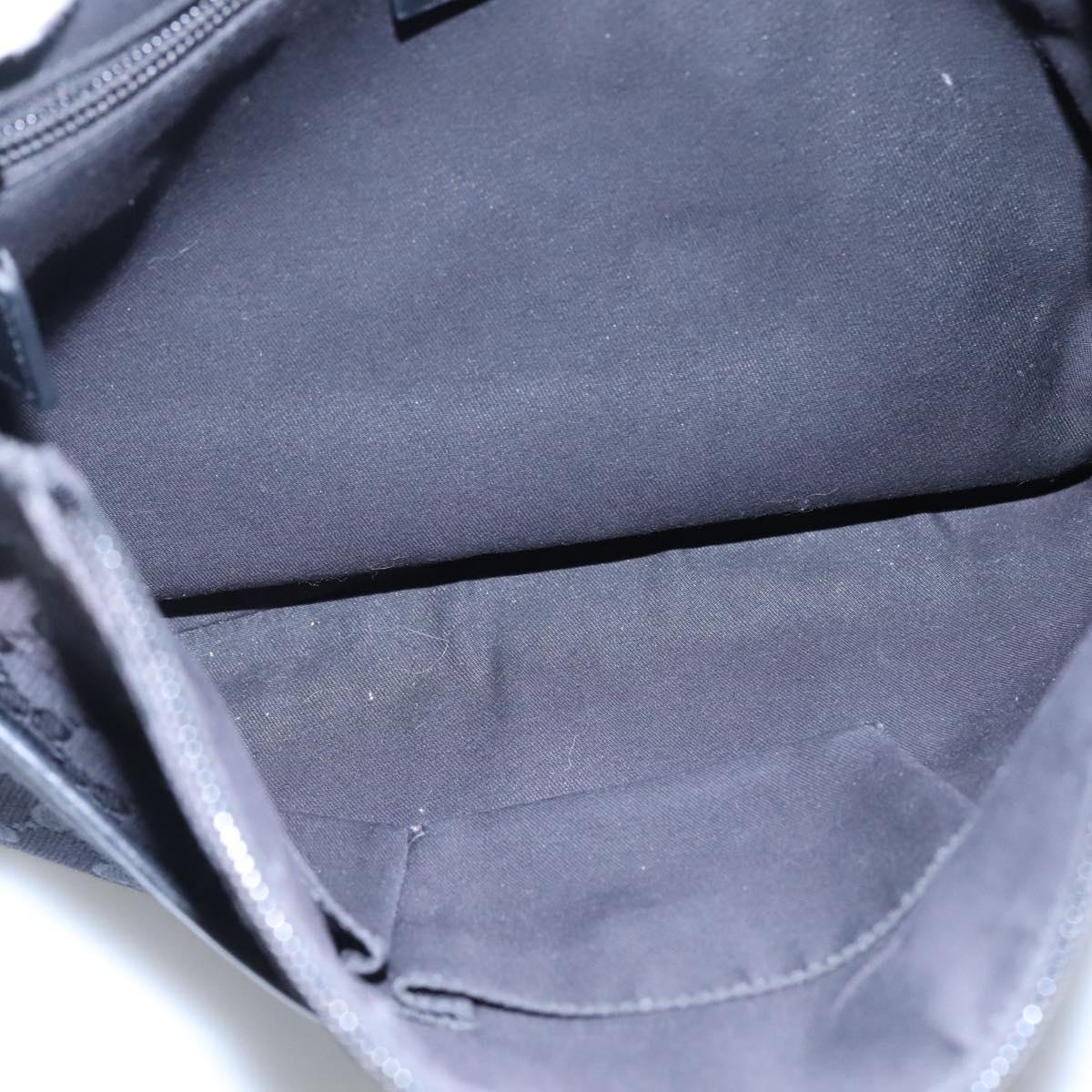 GUCCI GG Canvas Shoulder Bag Black Silver 145857 Auth am7883