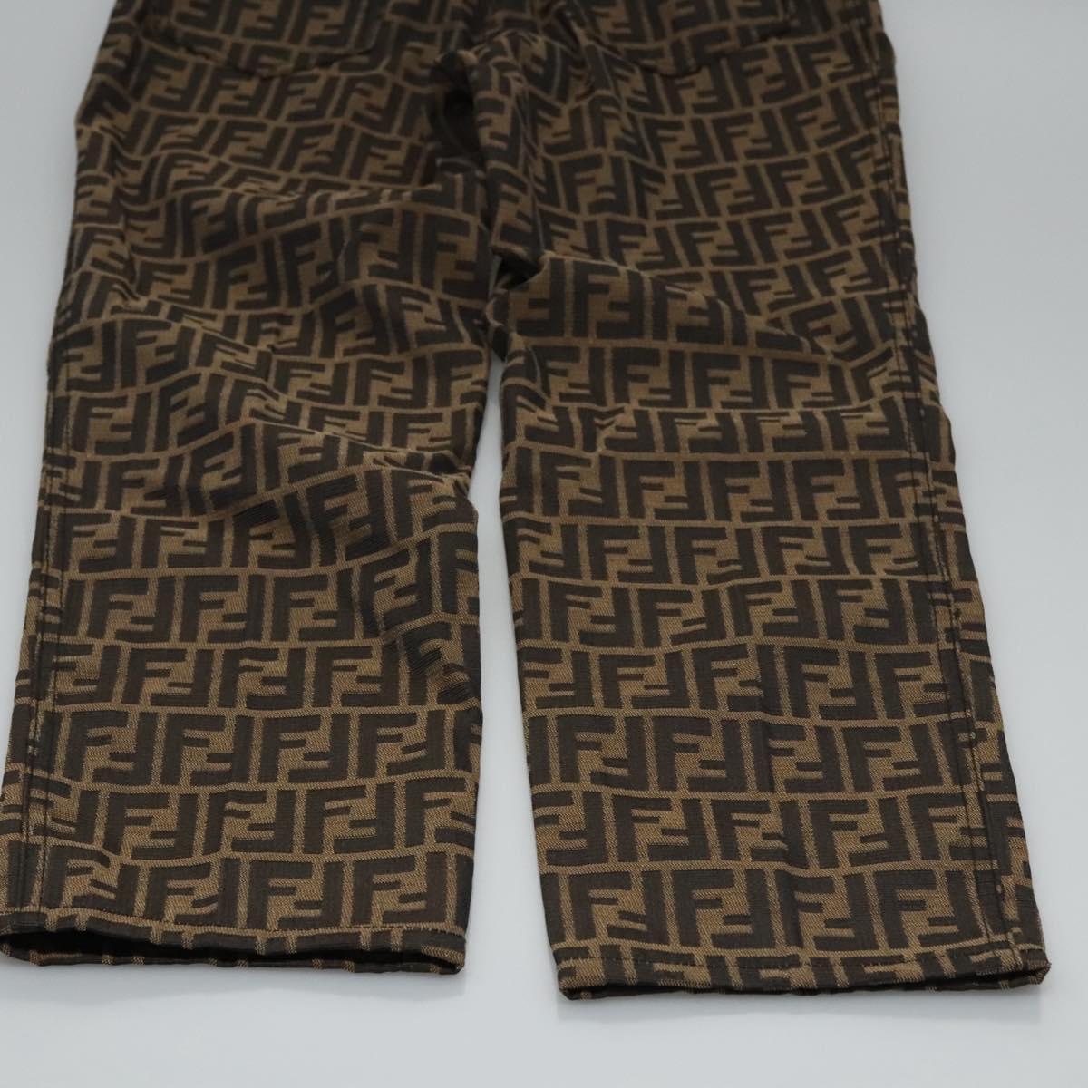 FENDI Zucca Canvas Pants 42 Black Brown Auth am7905M