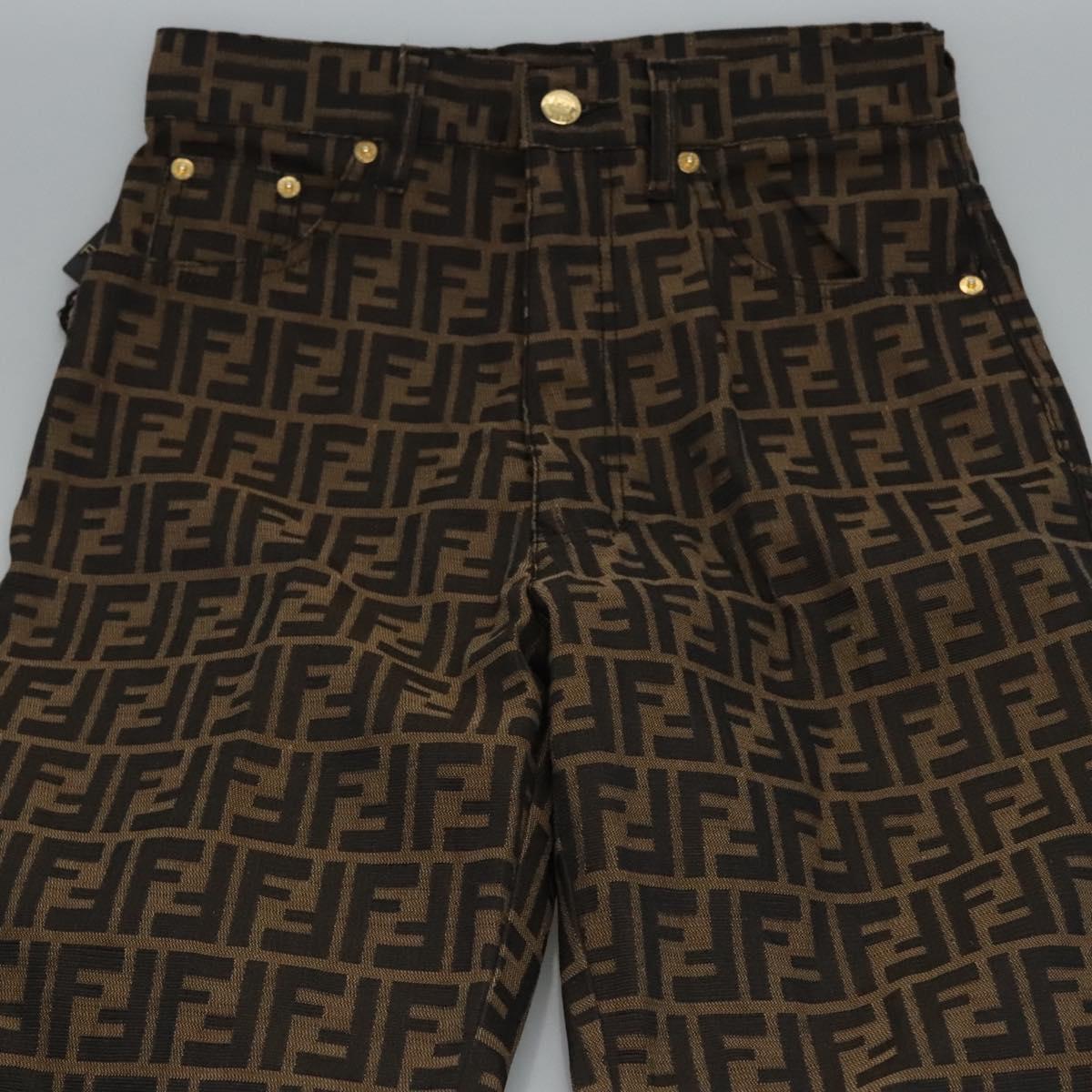 FENDI Zucca Canvas Pants 42 Black Brown Auth am7905M