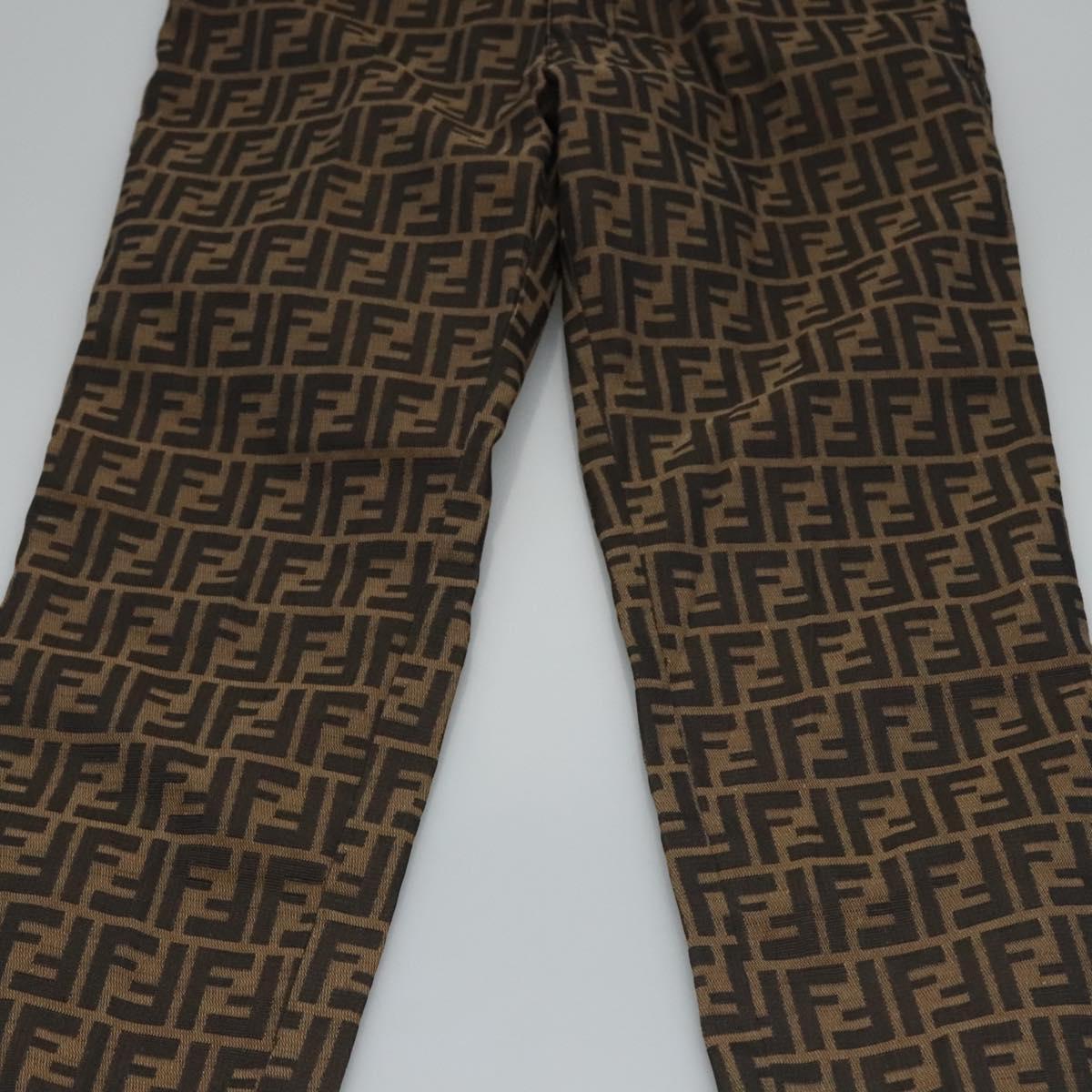 FENDI Zucca Canvas Pants 42 Black Brown Auth am7905M